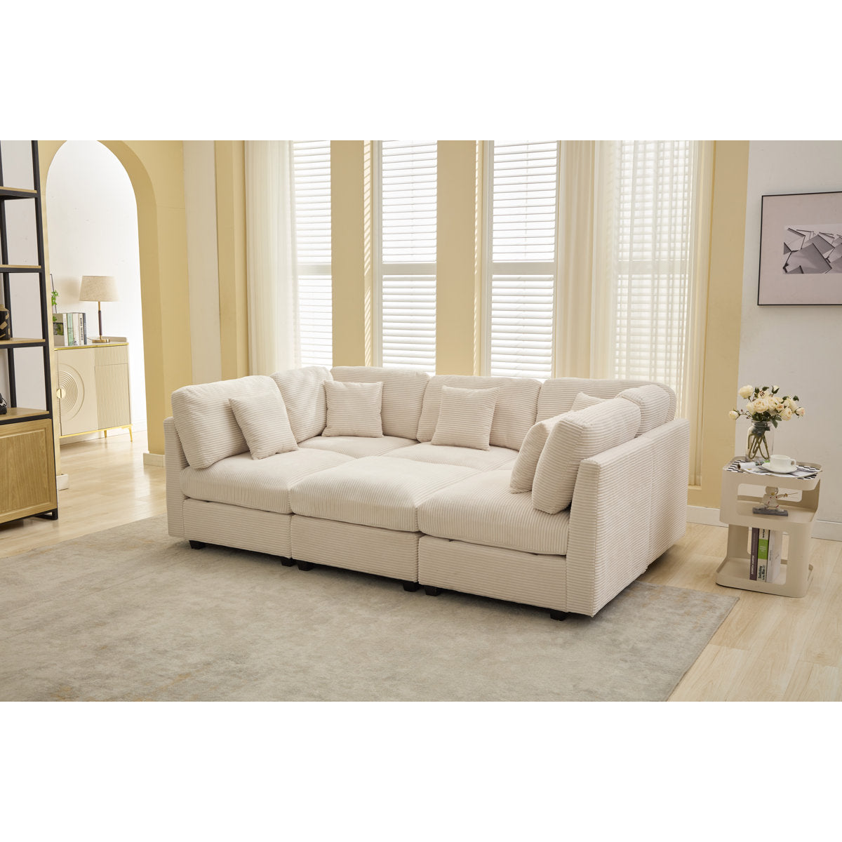 6-piece Corduroy Sleeper Sectional