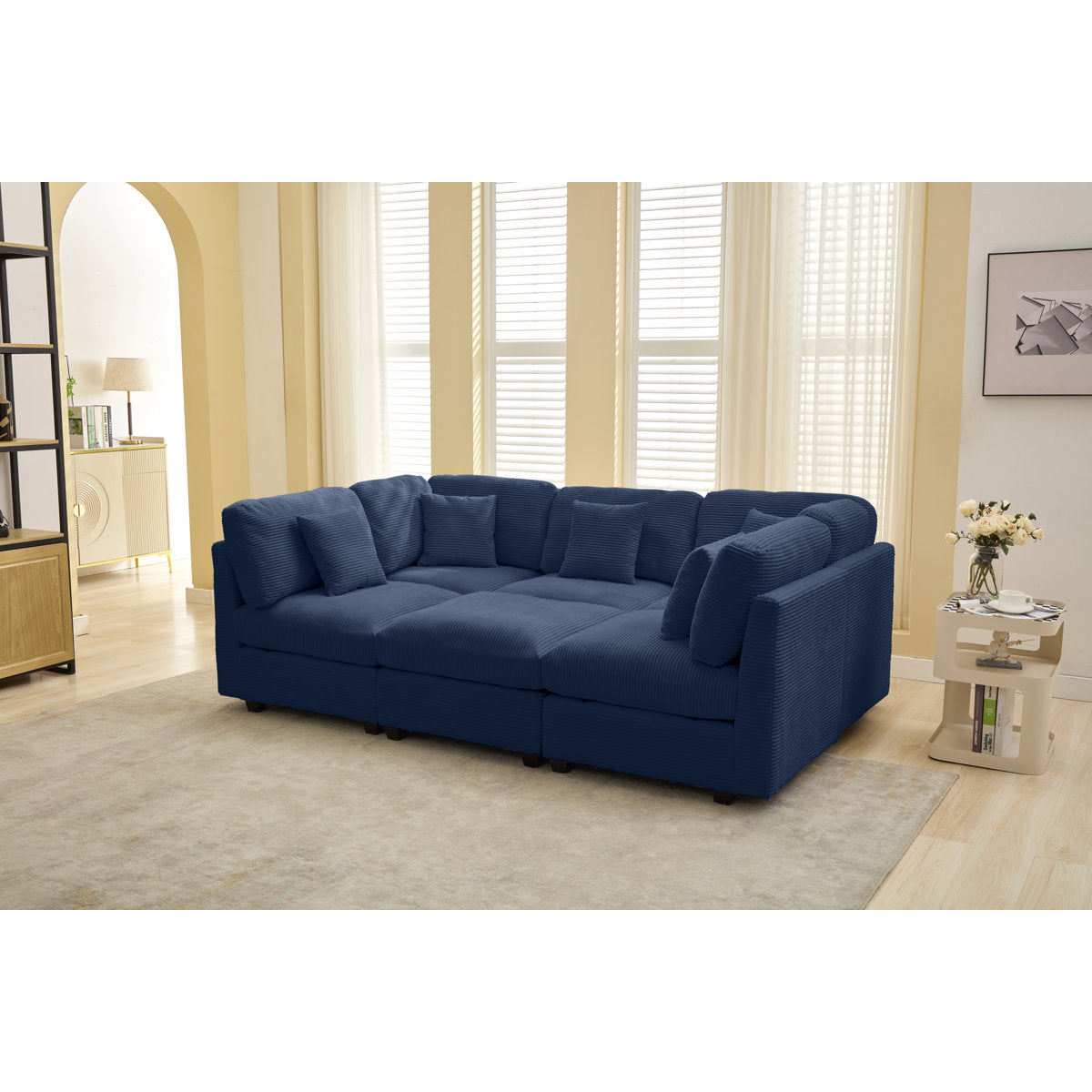 6-piece Corduroy Sleeper Sectional