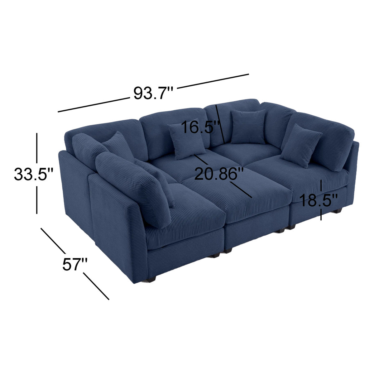 6-piece Corduroy Sleeper Sectional