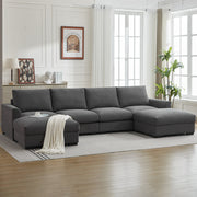 6-piece Wide Arm U shaped Upholstered Modular Sofa With Storage Ottoman