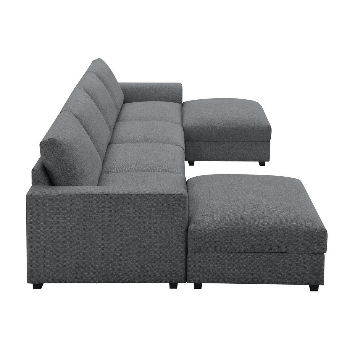 6-piece Wide Arm U shaped Upholstered Modular Sofa With Storage Ottoman