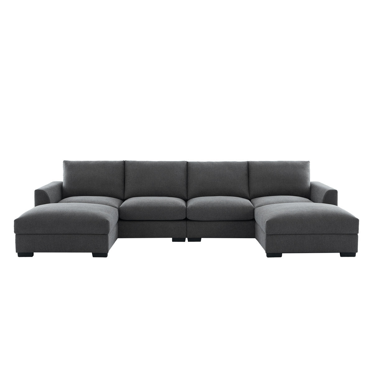 6-piece Wide Arm U shaped Upholstered Modular Sofa With Storage Ottoman