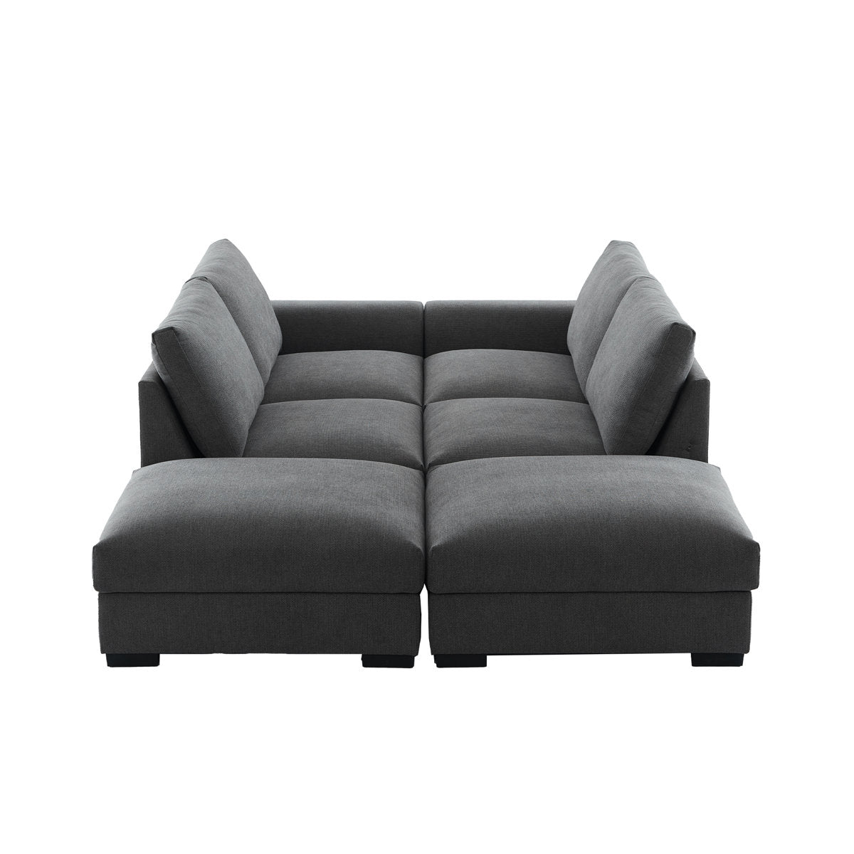 6-piece Wide Arm U shaped Upholstered Modular Sofa With Storage Ottoman