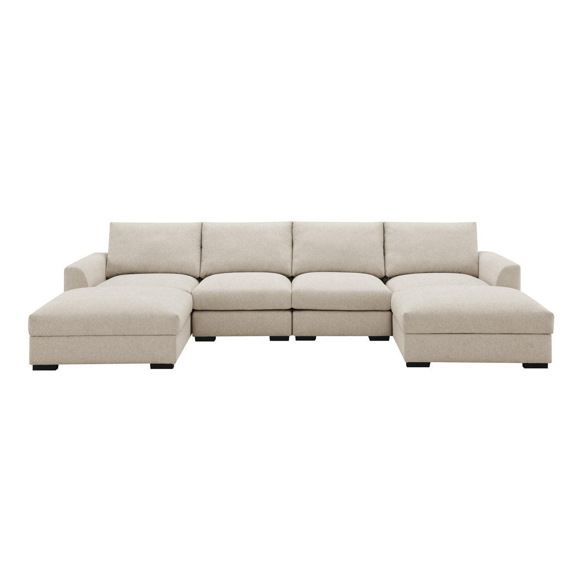 6-piece Wide Arm U shaped Upholstered Modular Sofa With Storage Ottoman