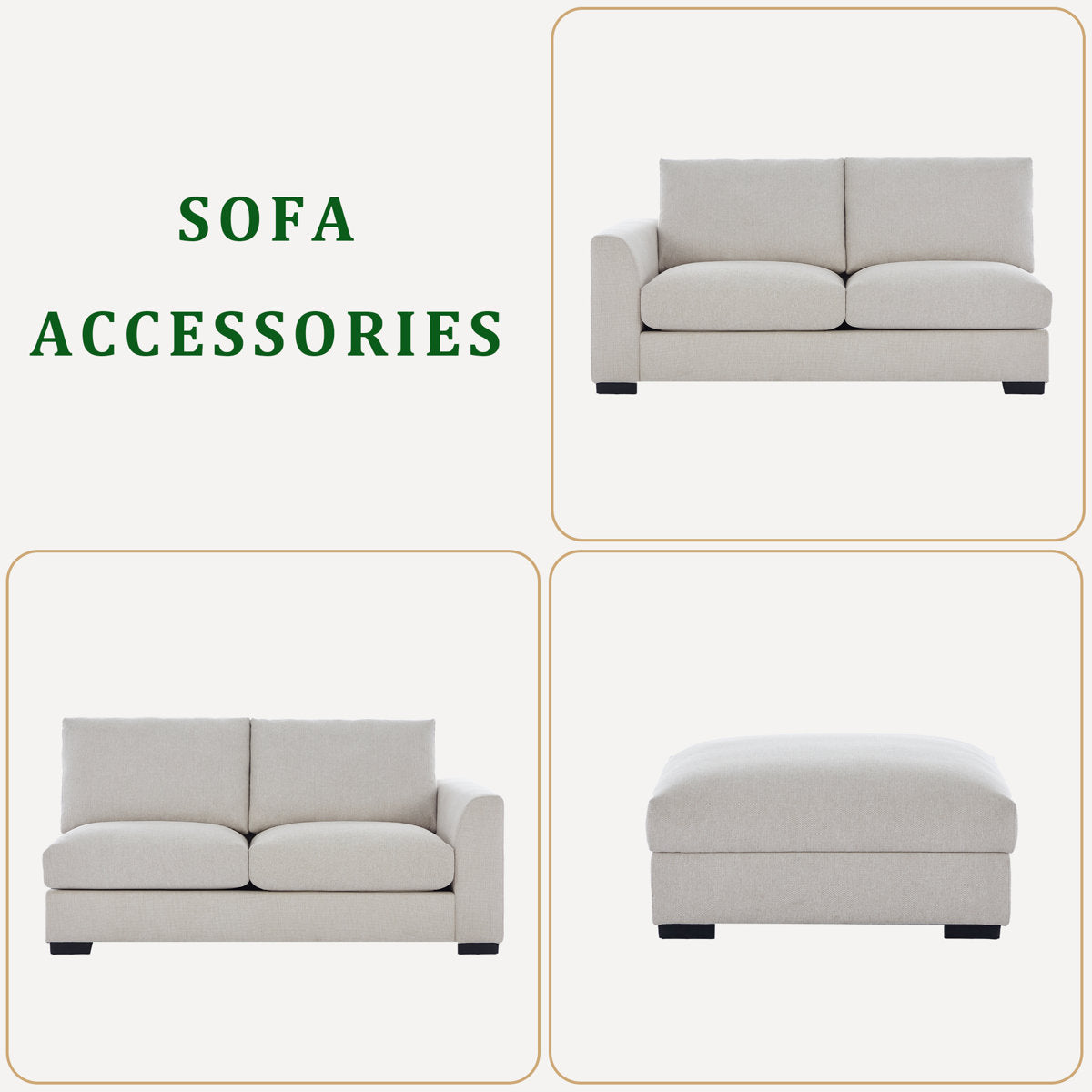 6-piece Wide Arm U shaped Upholstered Modular Sofa With Storage Ottoman