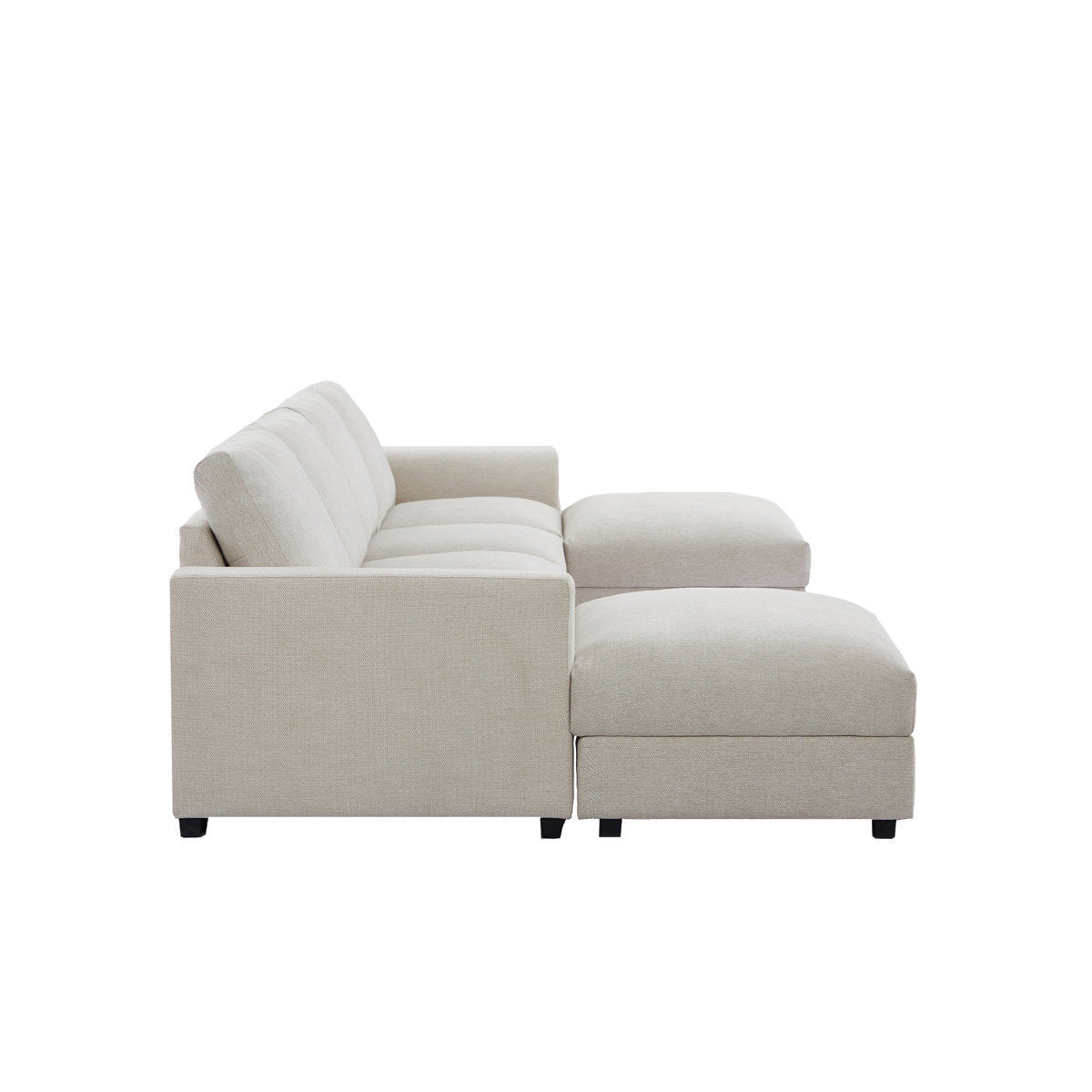 6-piece Wide Arm U shaped Upholstered Modular Sofa With Storage Ottoman