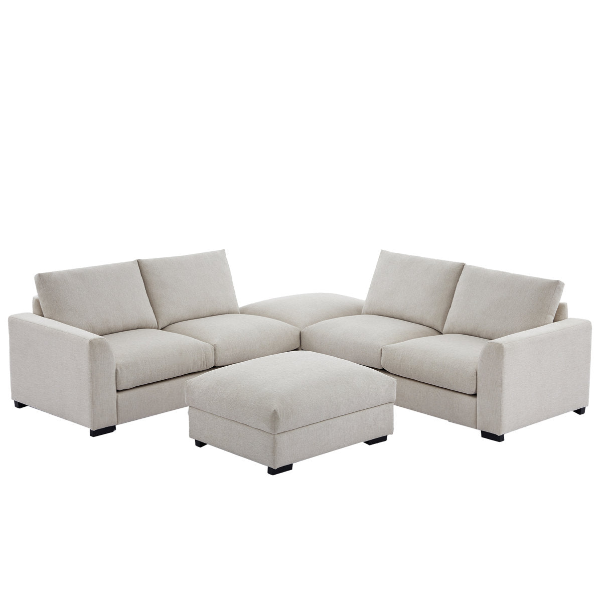 6-piece Wide Arm U shaped Upholstered Modular Sofa With Storage Ottoman