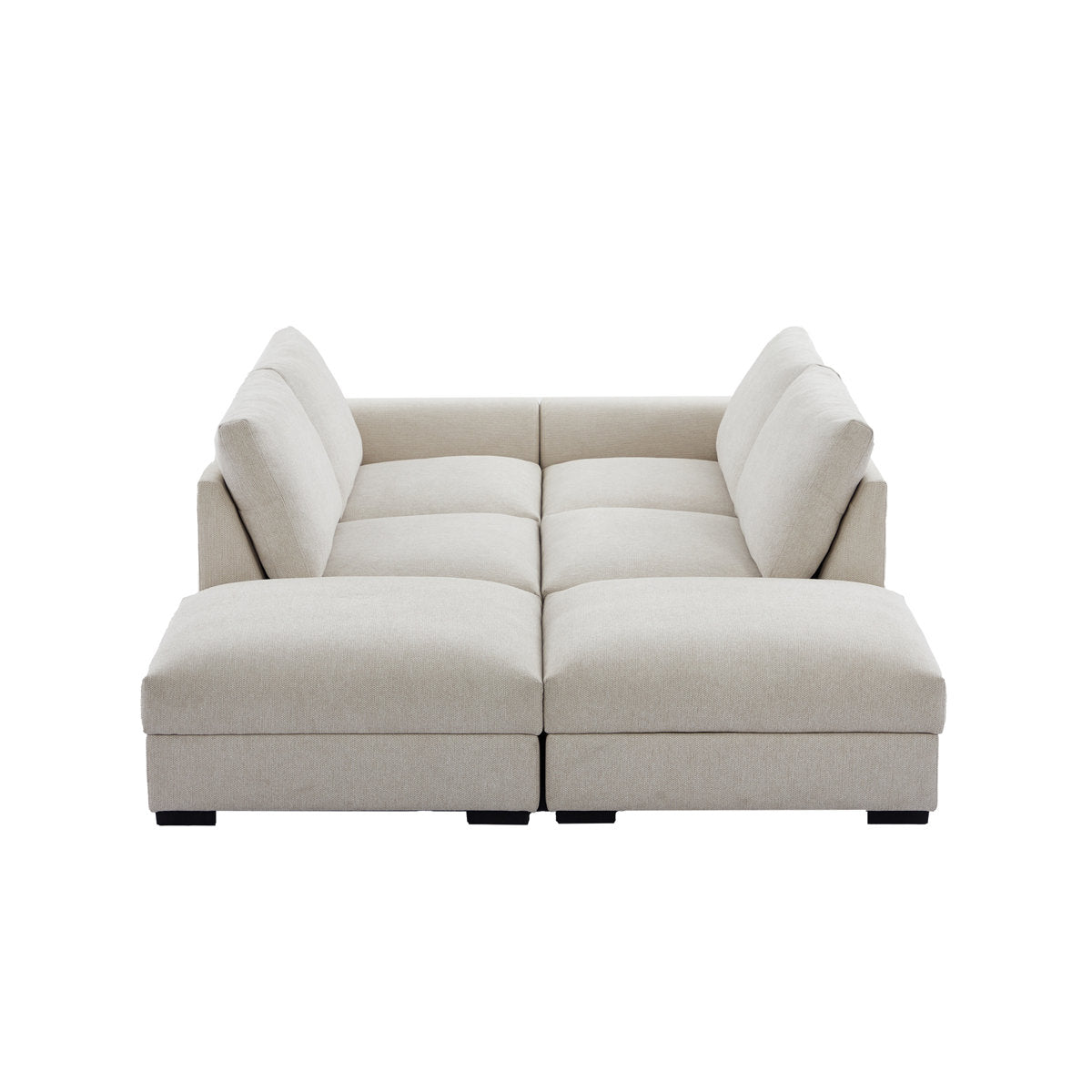 6-piece Wide Arm U shaped Upholstered Modular Sofa With Storage Ottoman