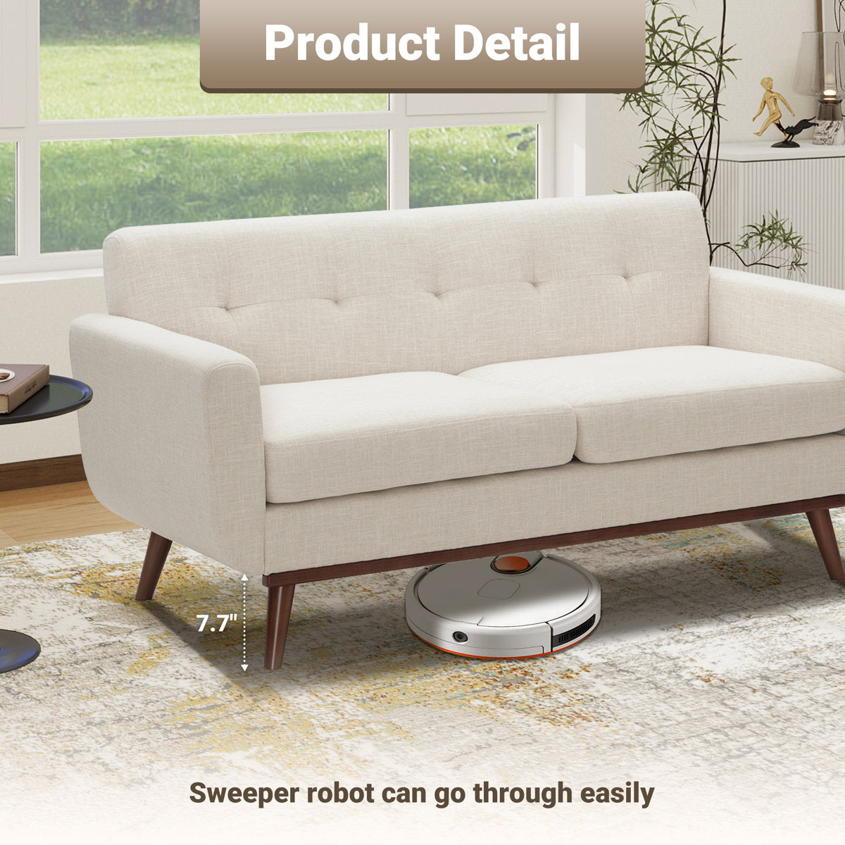 65" W Loveseat Sofa With 2 Armchair Accent Chair
