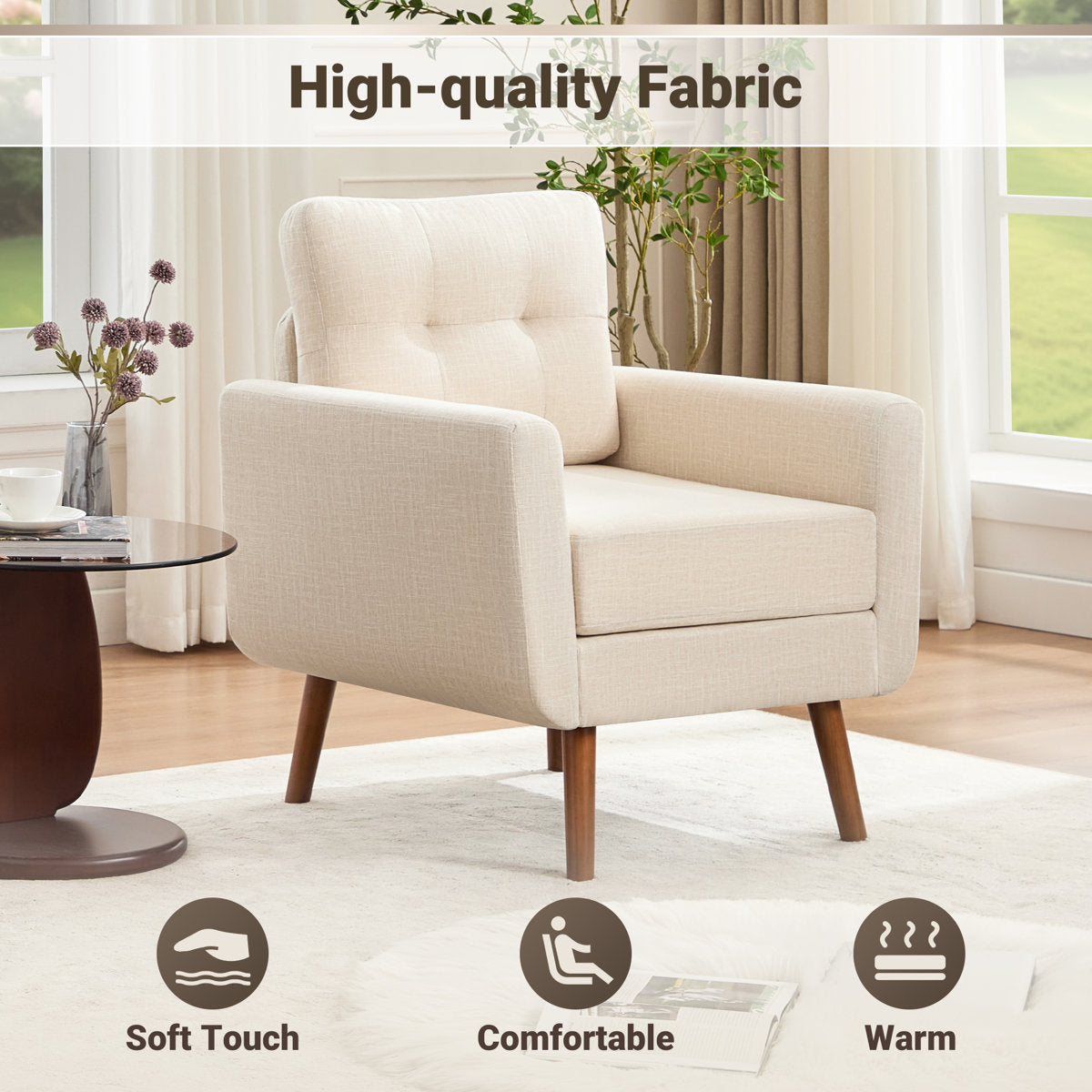 65" W Loveseat Sofa With 2 Armchair Accent Chair