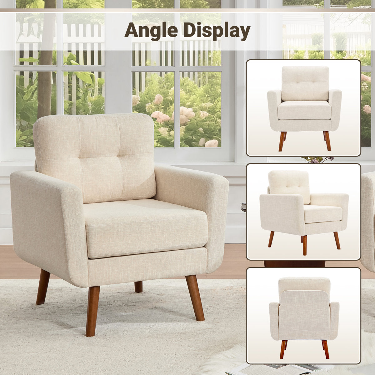 65" W Loveseat Sofa With 2 Armchair Accent Chair