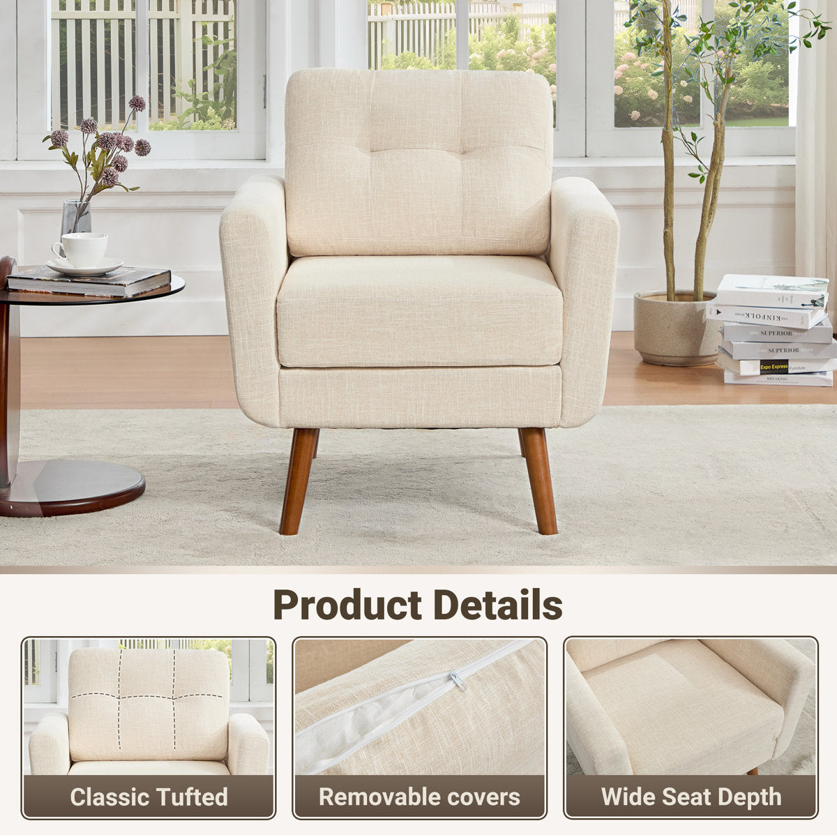 65" W Loveseat Sofa With 2 Armchair Accent Chair