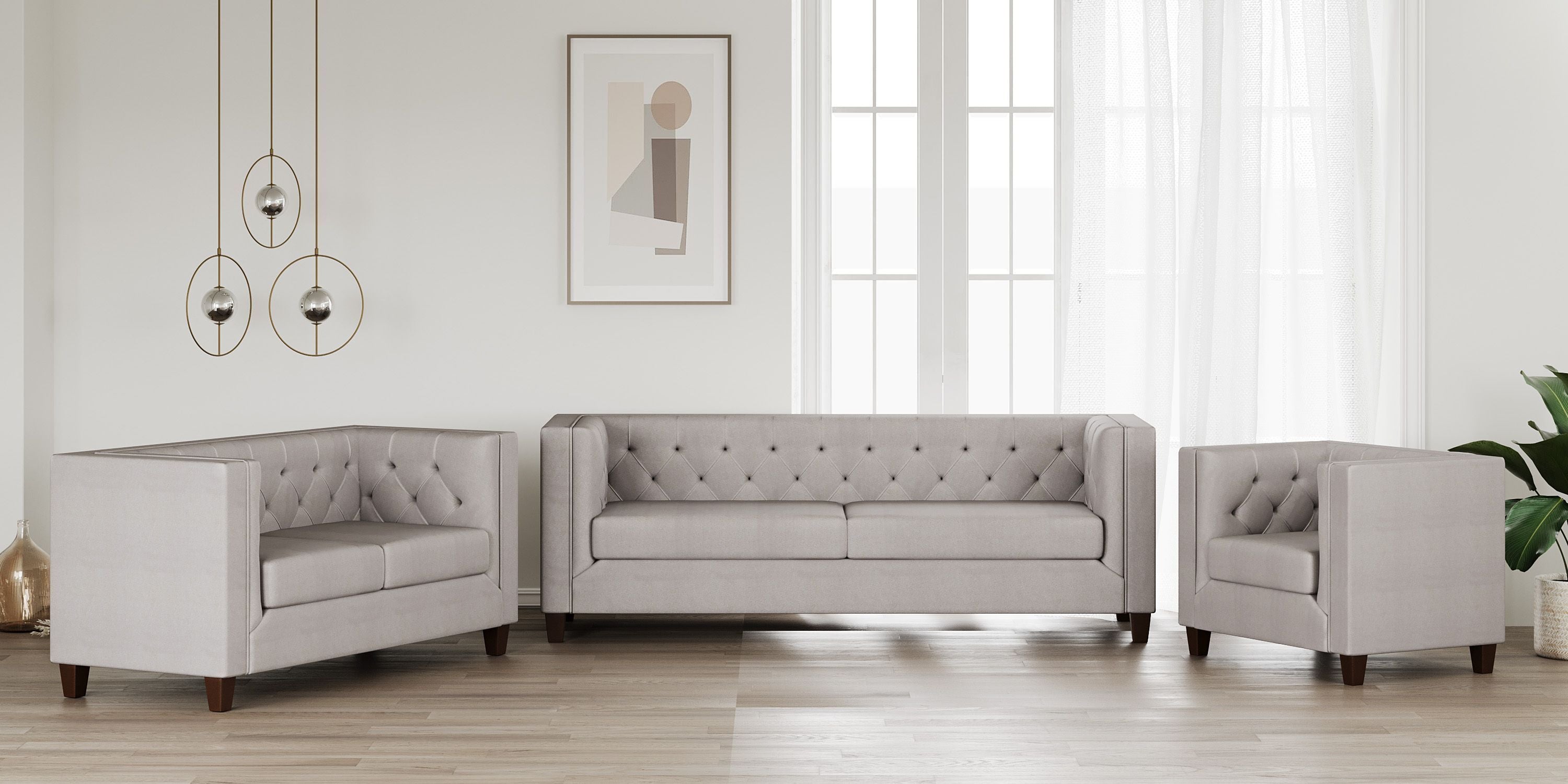 Westido Fabric 3 + 2 + 1 Sofa Set (GREY, DIY(Do-It-Yourself))