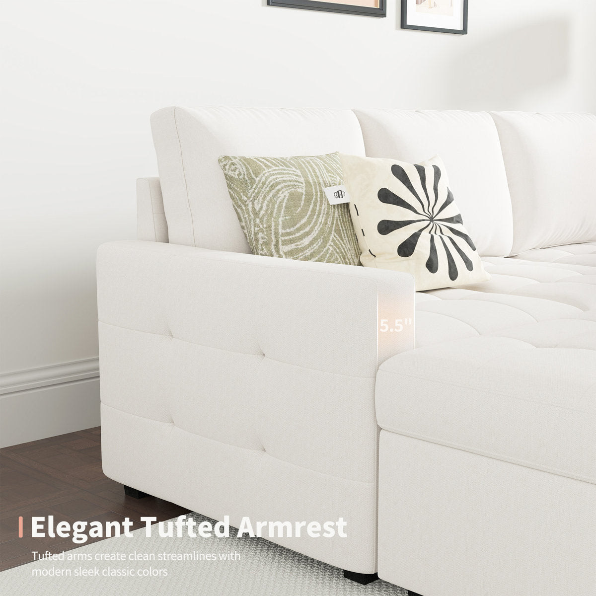 7-Piece U-Shaped Sectional Sofa Bed Pull Out Sleeper Couch With Storage Ottoman