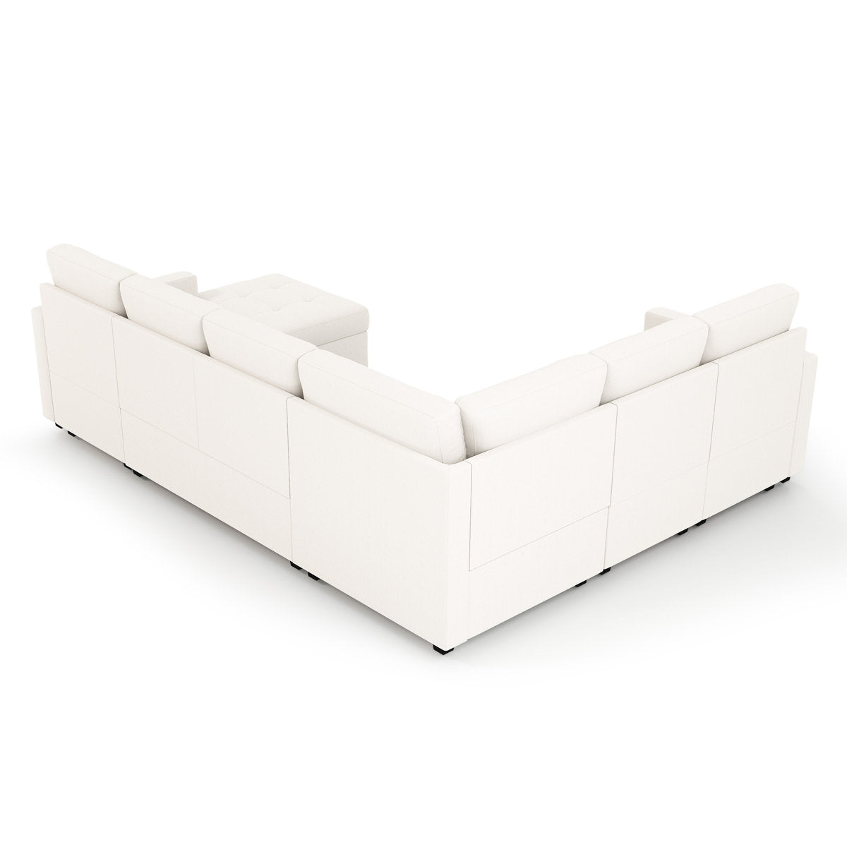 7-Piece U-Shaped Sectional Sofa Bed Pull Out Sleeper Couch With Storage Ottoman