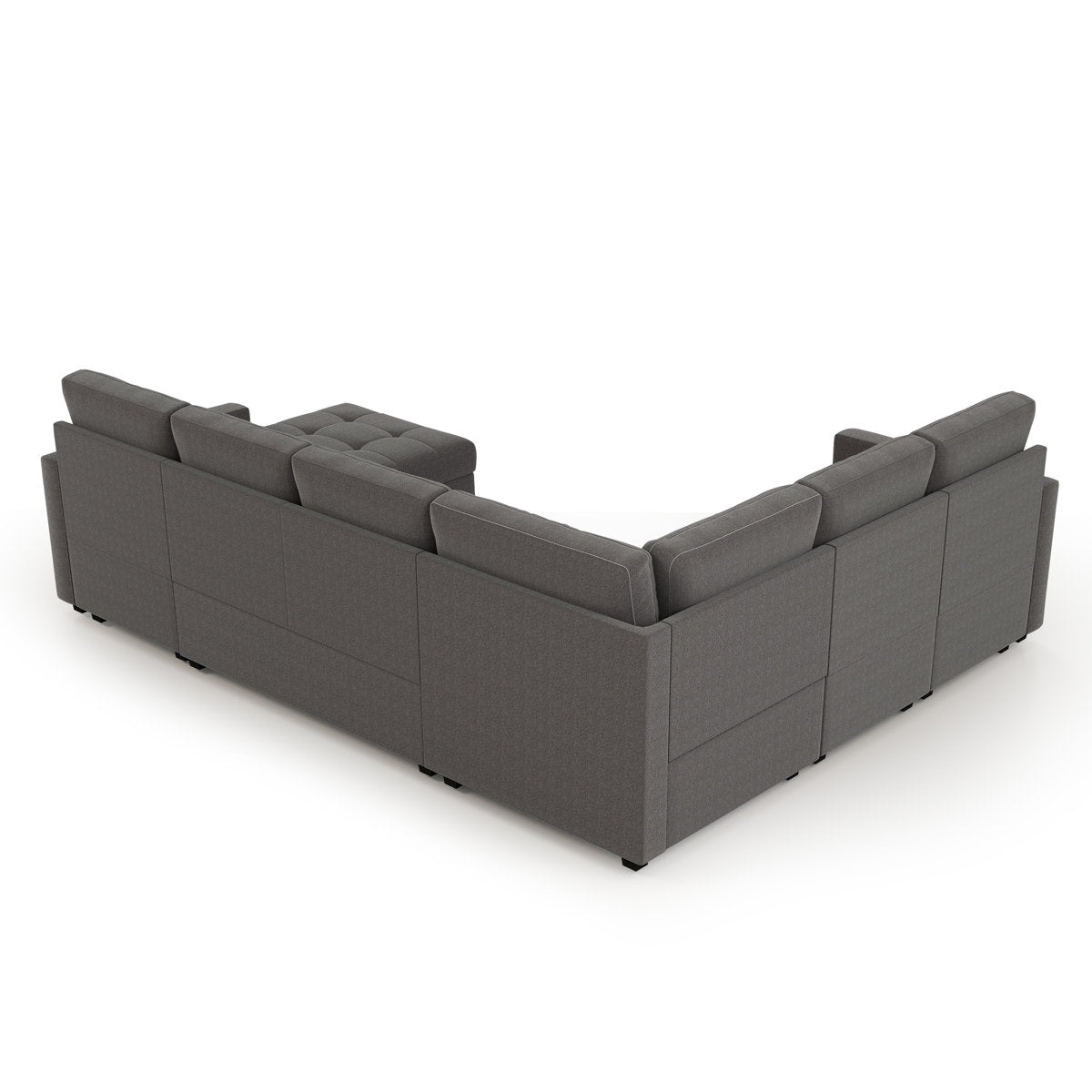 7-Piece U-Shaped Sectional Sofa Bed Pull Out Sleeper Couch With Storage Ottoman