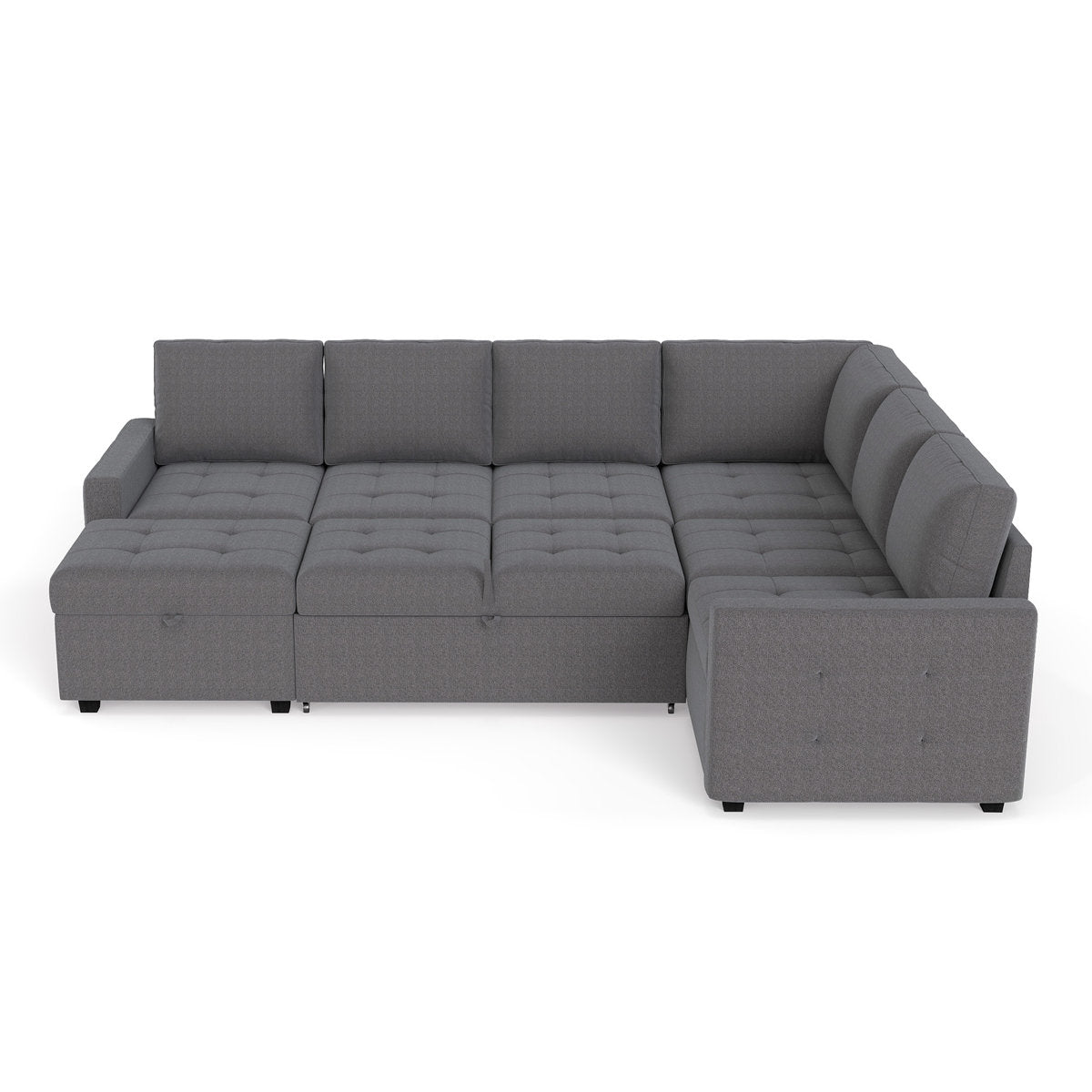 7-Piece U-Shaped Sectional Sofa Bed Pull Out Sleeper Couch With Storage Ottoman