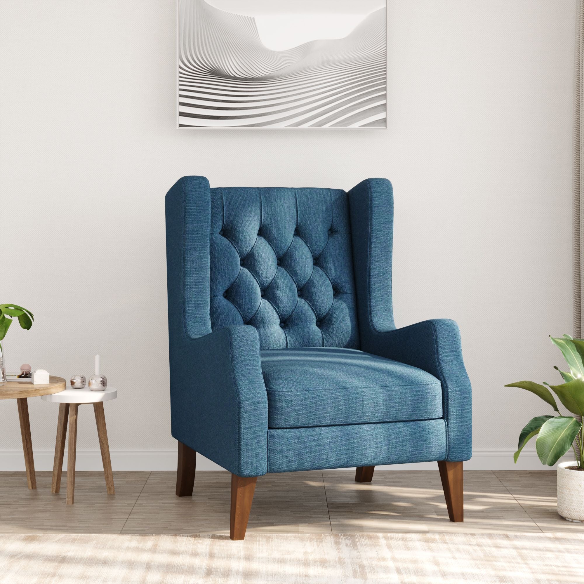 Westido Luxury 1 Seater Wing chair in Navy Blue