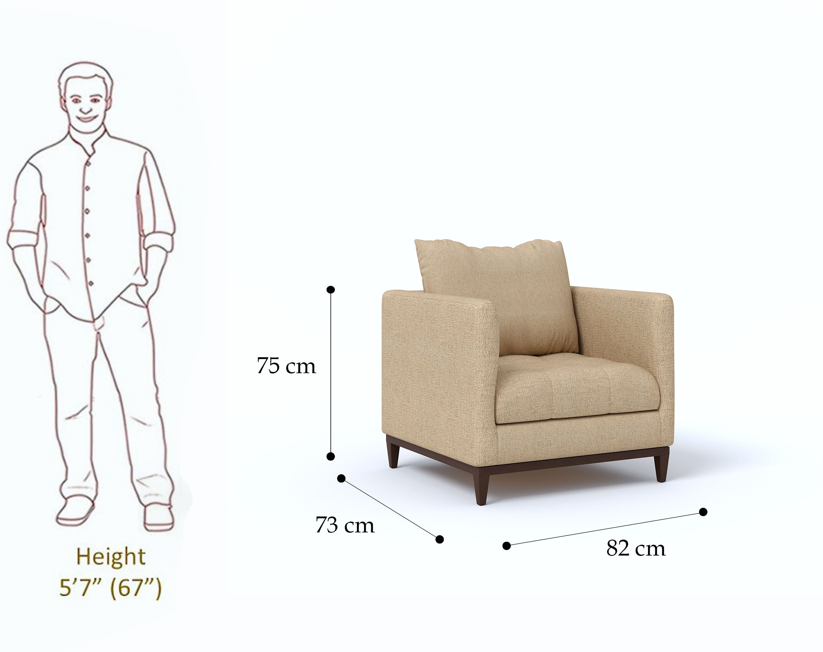 Cream Brown Upholstered 3 + 1 + 1 Sofa by Westido