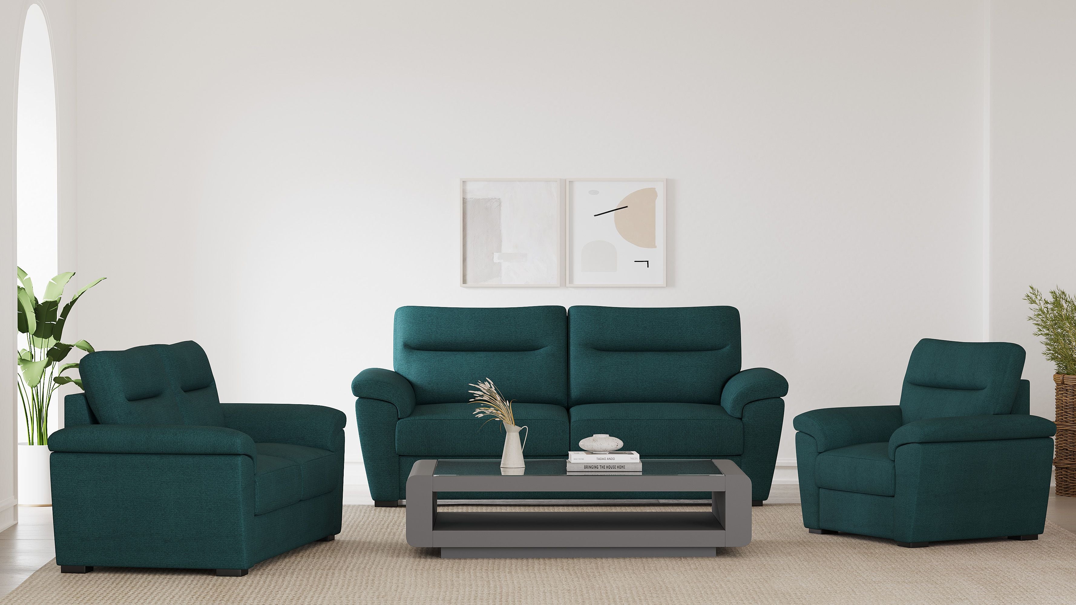 Westido Modern 3 + 1 + 1 Sofa (Cream Brown)