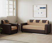 Westido 3 + 1 + 1 Sofa in Cream Brown Finish