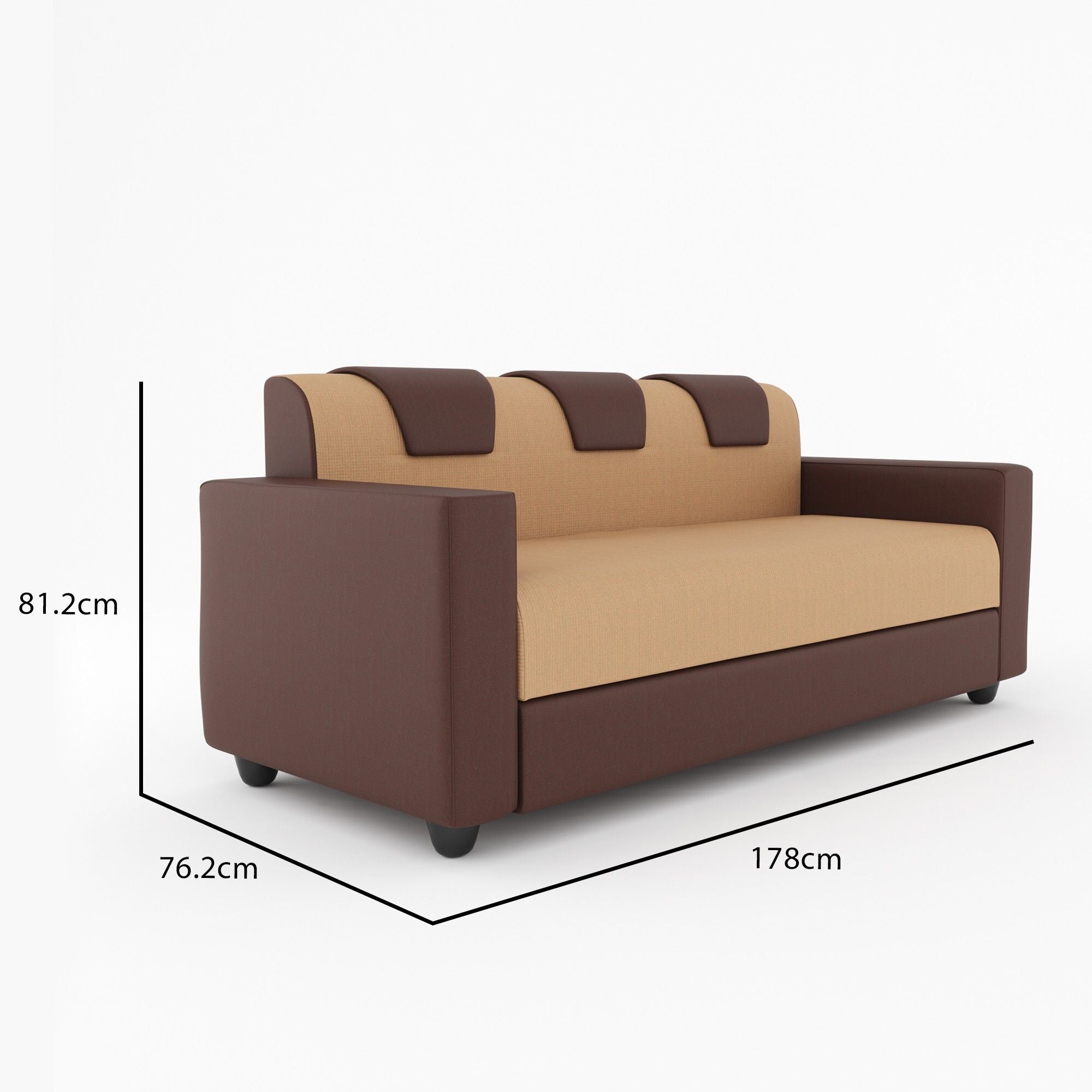 Westido 3 + 1 + 1 Sofa in Cream Brown Finish