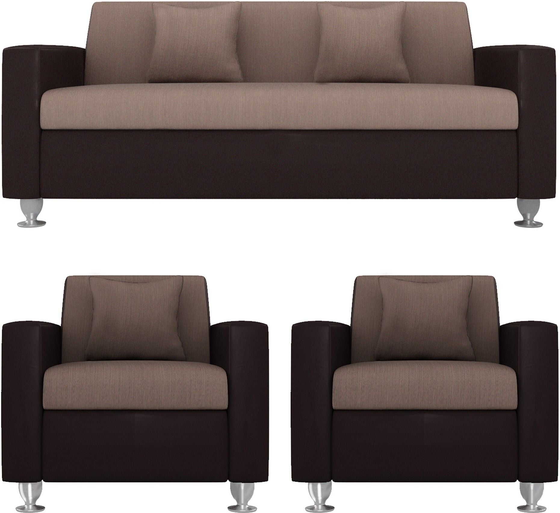 Cream Brown 3 + 1 + 1 Sofa by Westido