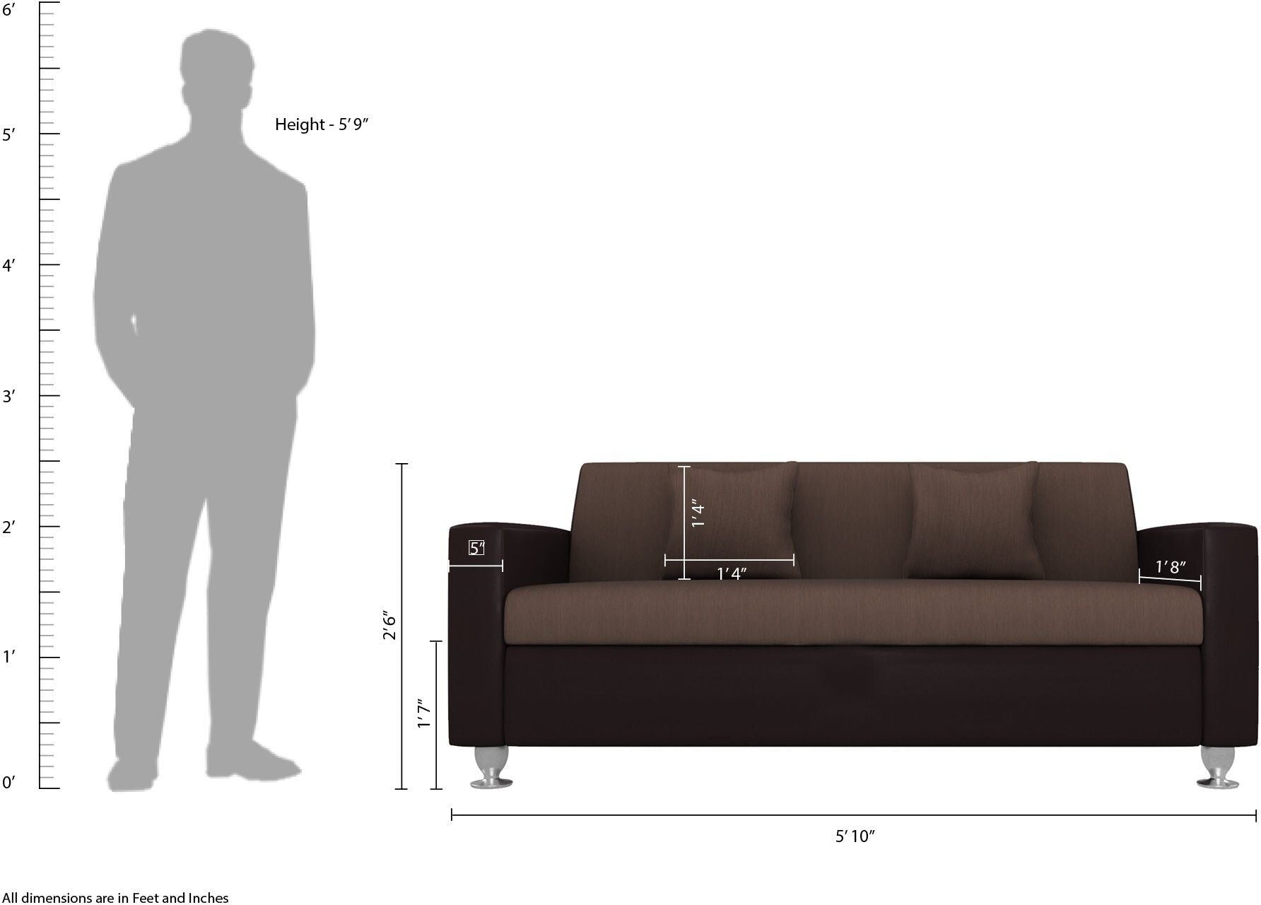 Cream Brown 3 + 1 + 1 Sofa by Westido