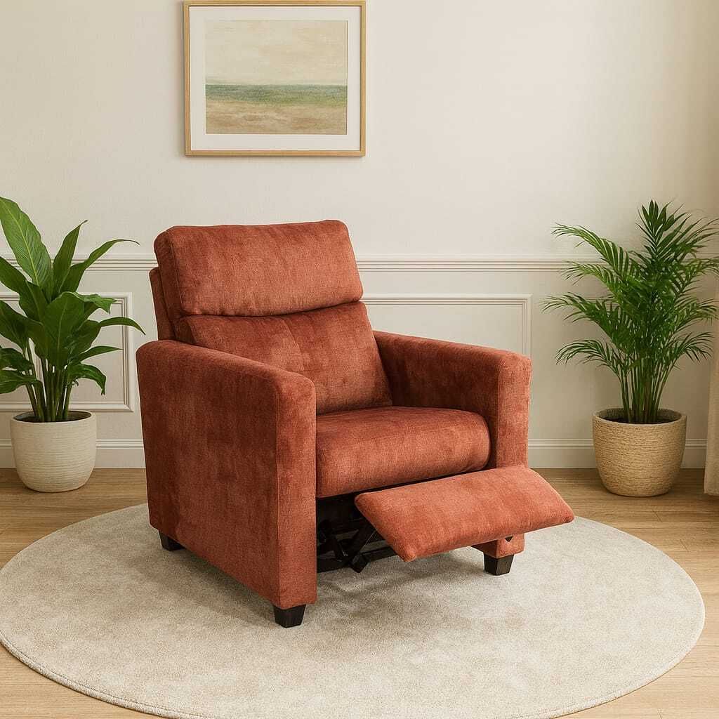 Fabric Manual Recliner (Finish Color - Tan, Pre-assembled)