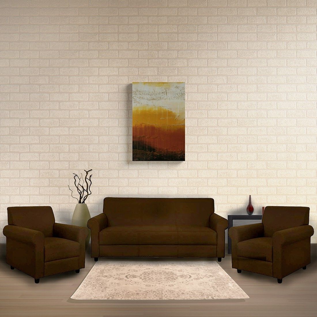 Westido 3 + 1 + 1 Designer Sofa - Cream Brown