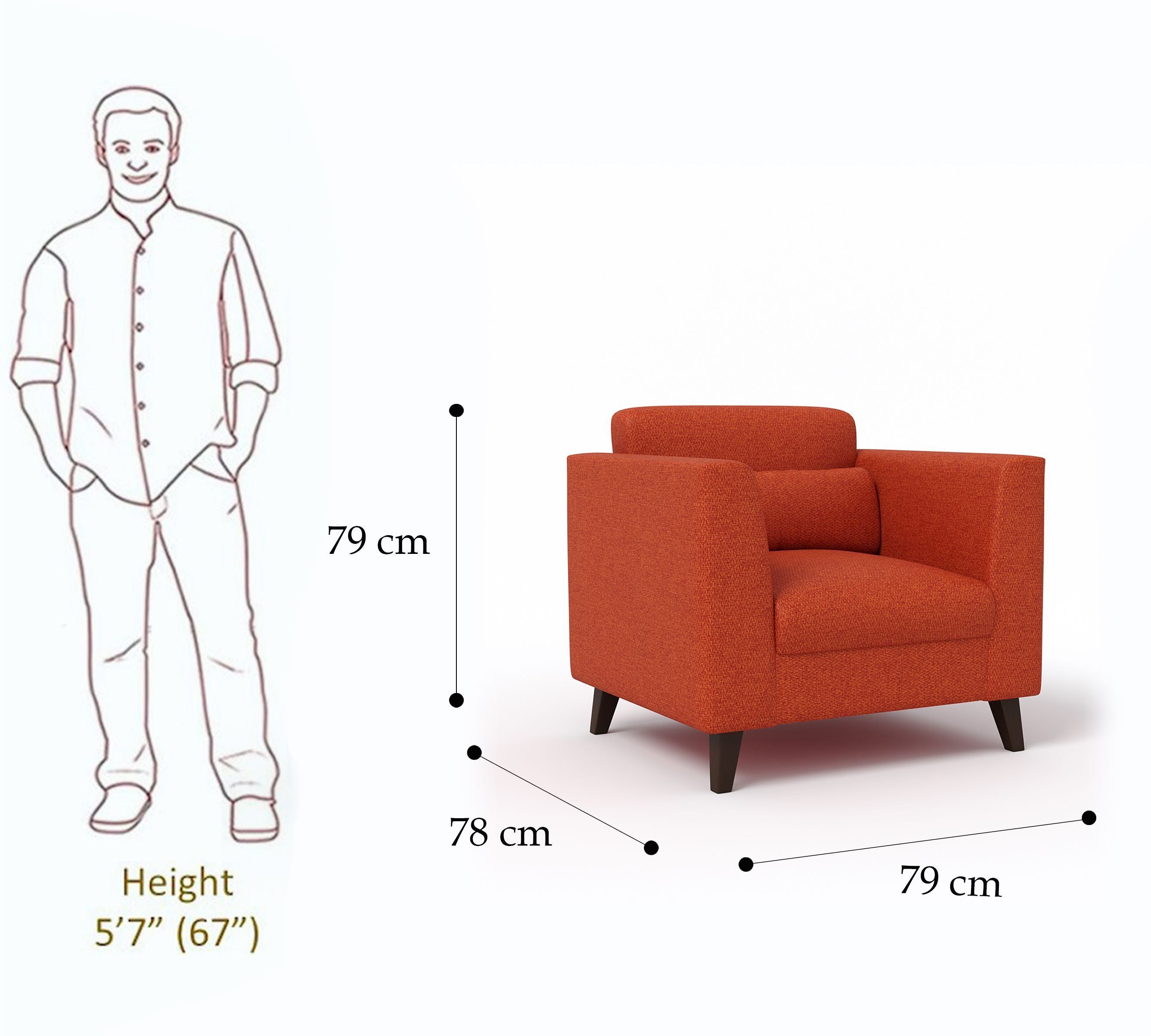 Westido Fabric 3 + 2 + 1 Sofa Set (ORANGE, DIY(Do-It-Yourself))