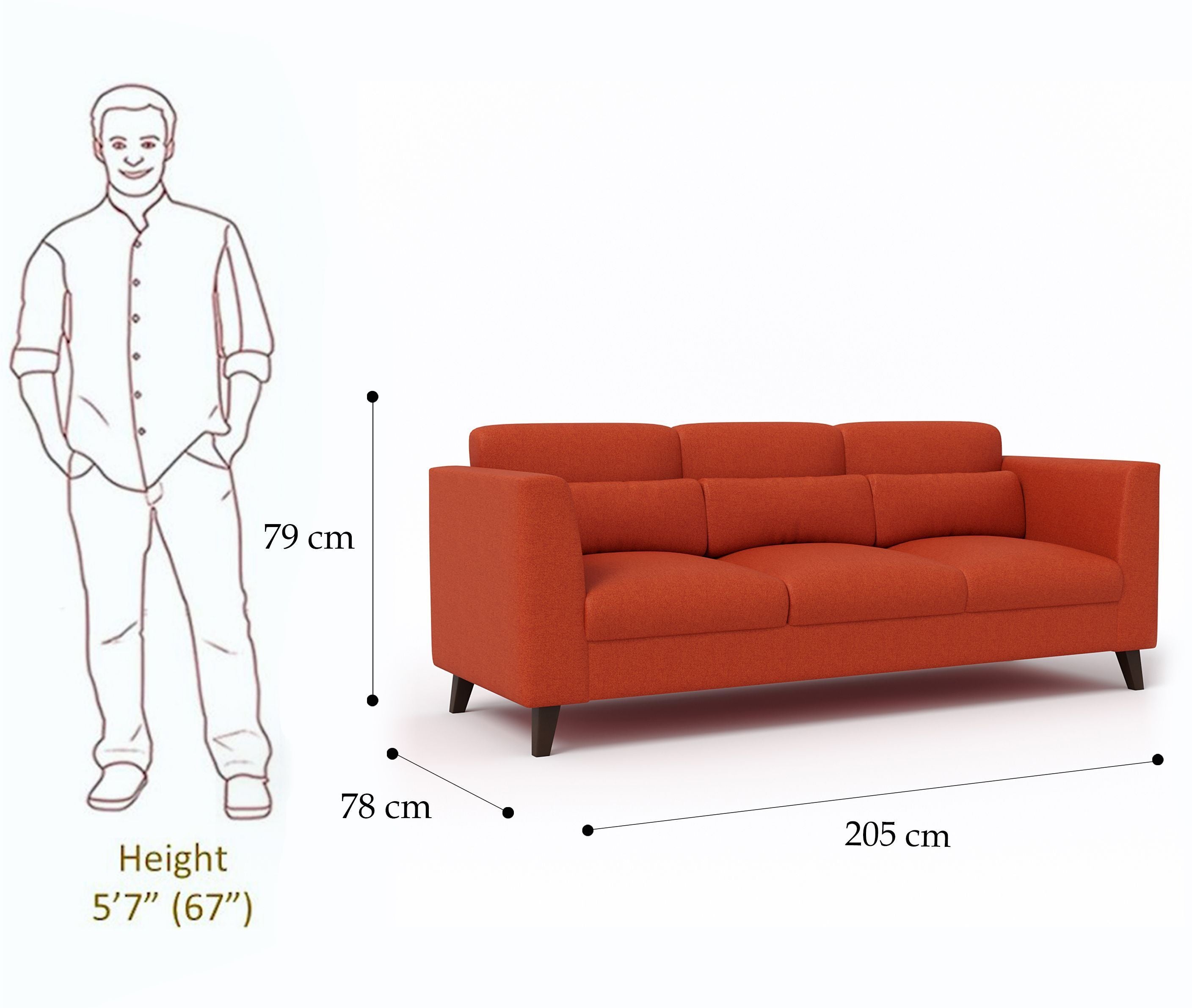Westido Fabric 3 + 2 + 1 Sofa Set (ORANGE, DIY(Do-It-Yourself))