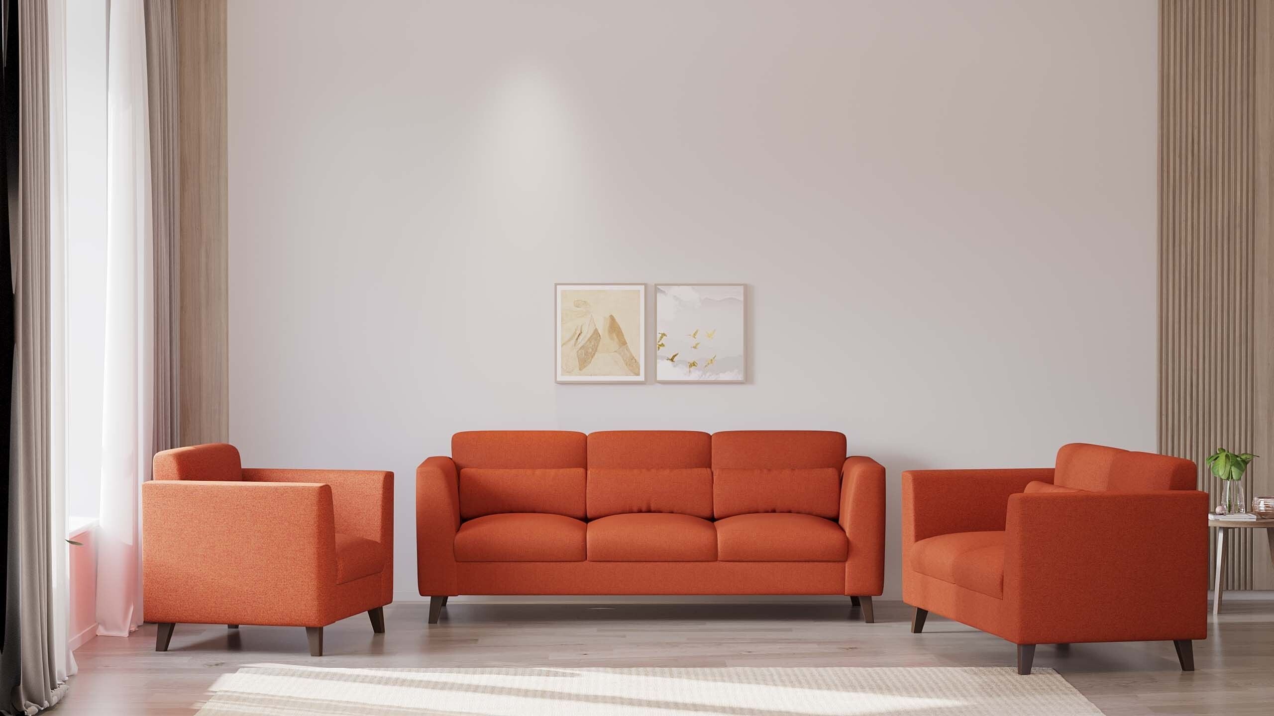 Westido Fabric 3 + 2 + 1 Sofa Set (ORANGE, DIY(Do-It-Yourself))