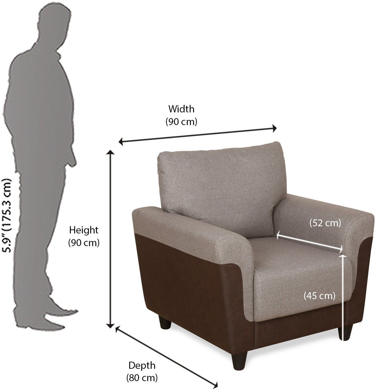 Westido 3 + 1 + 1 Designer Sofa - Cream Brown