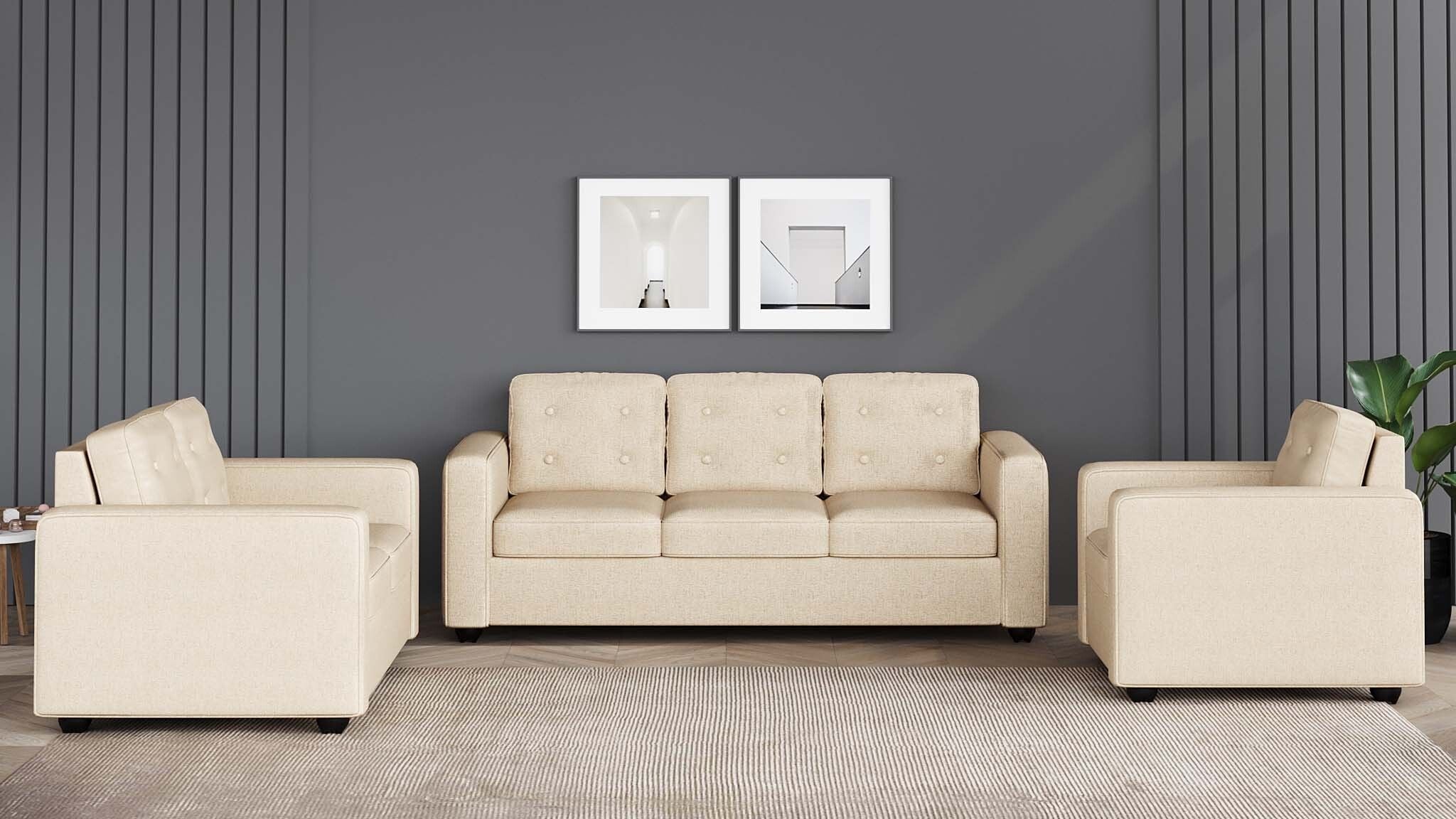Westido 3 + 1 + 1 Designer Sofa - Cream Brown