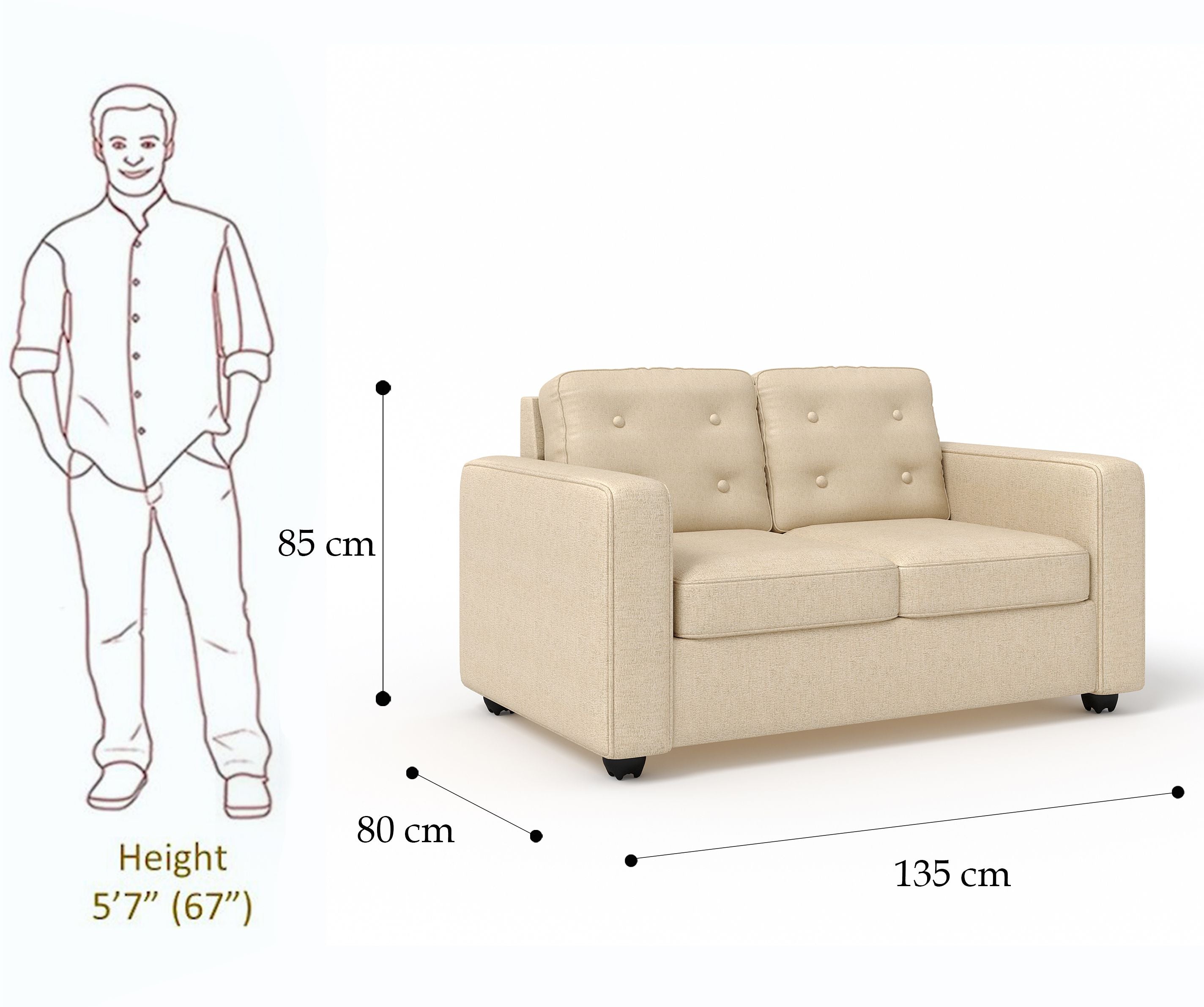 Westido 3 + 1 + 1 Designer Sofa - Cream Brown