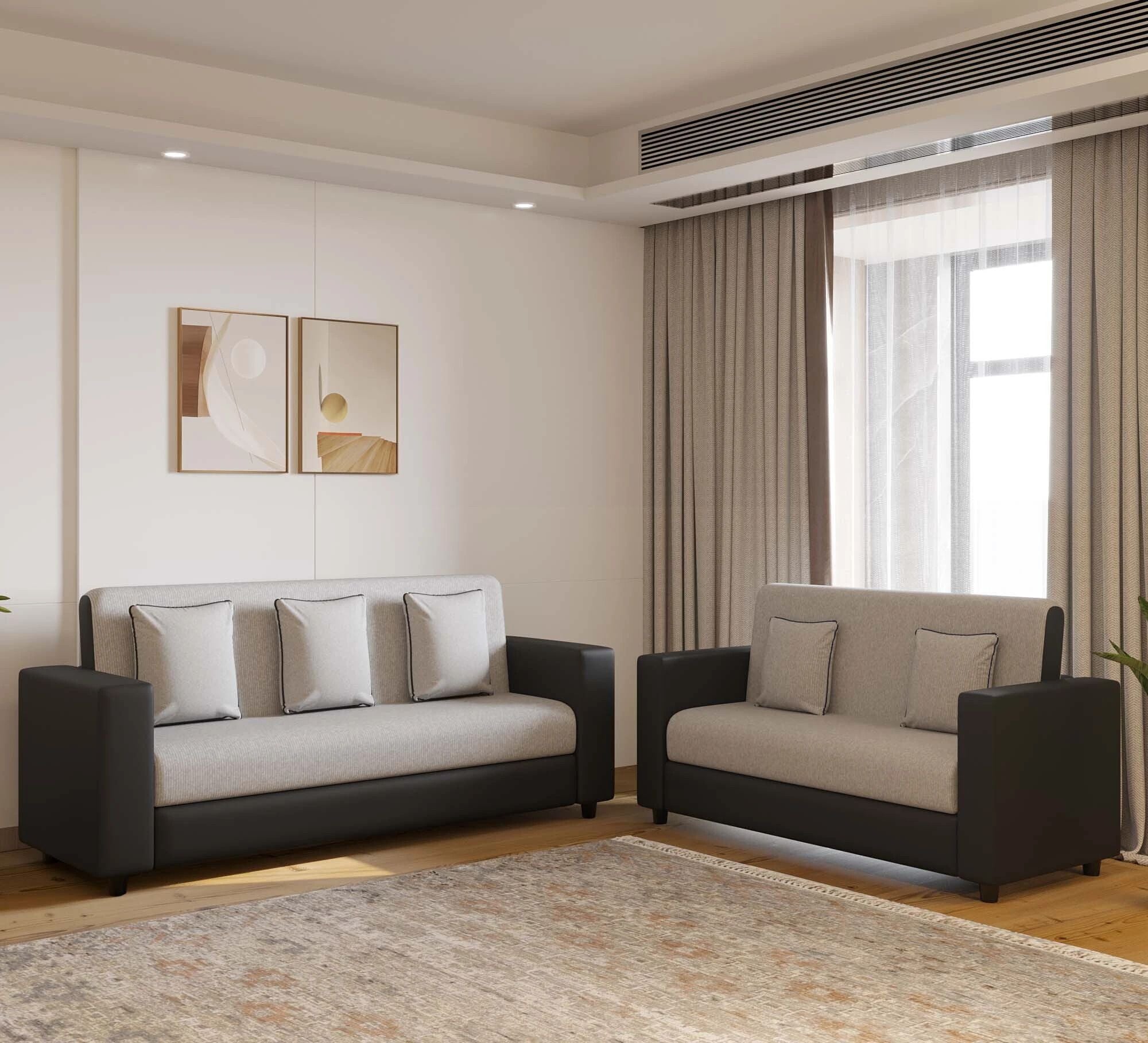 RECLINEX INDIA Premium Cream Brown 3 + 1 + 1 Sofa Set