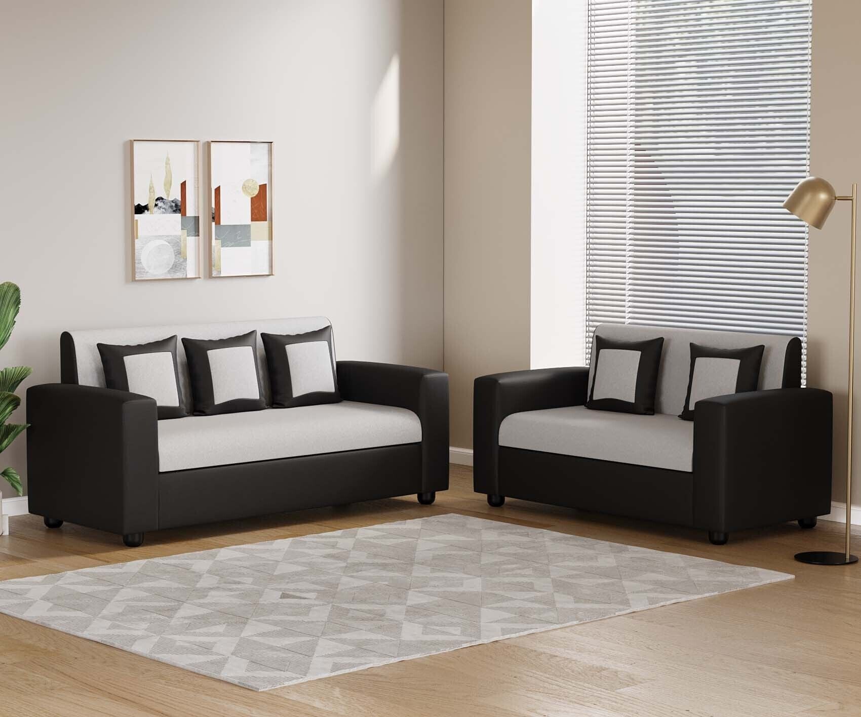 RECLINEX INDIA 3 + 1 + 1 Sofa in Cream Brown Finish