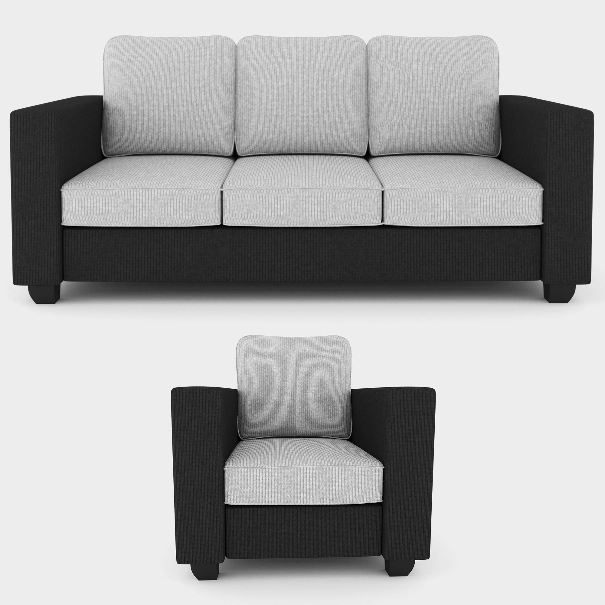 Westido 3 + 1 + 1 Sofa in Cream Brown Finish