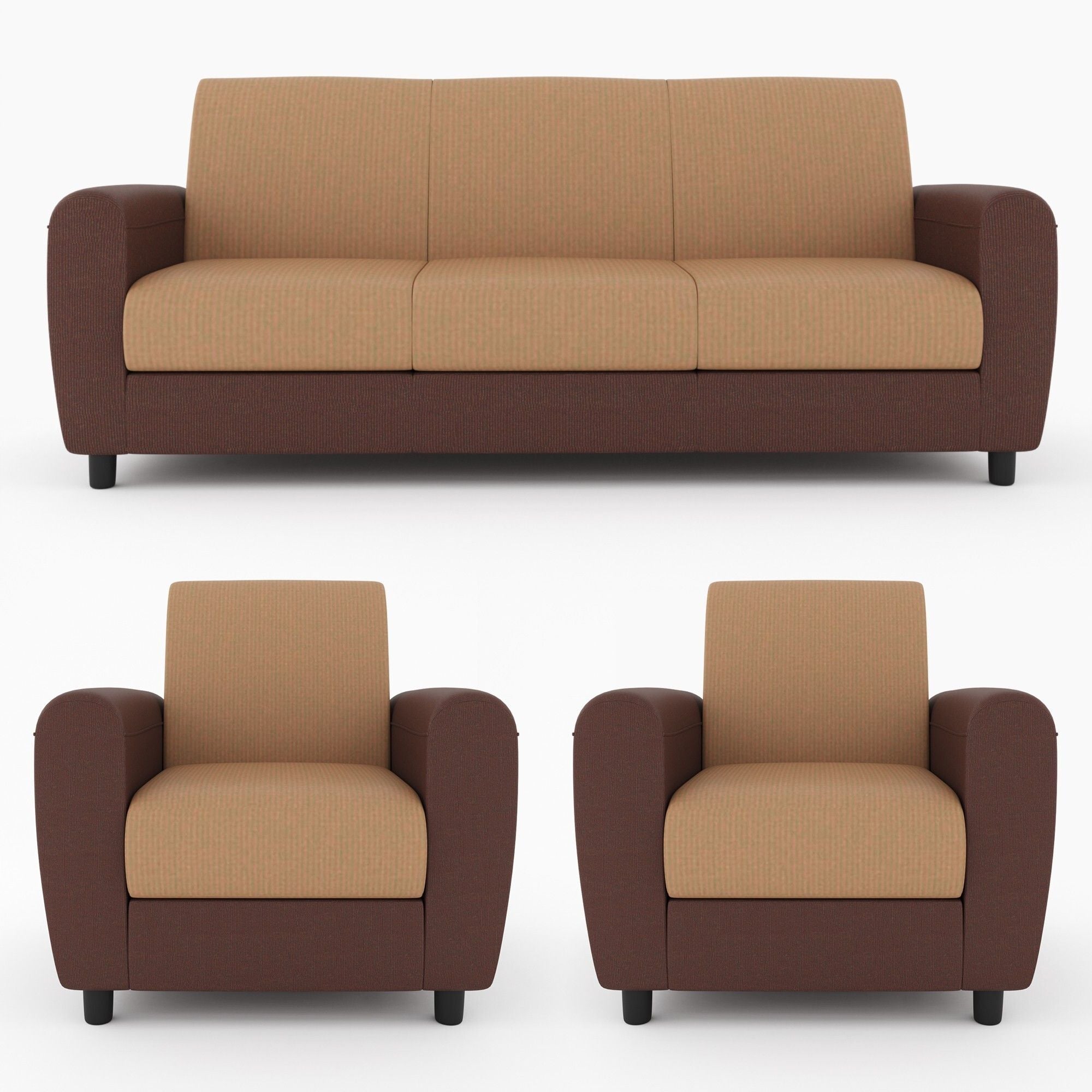 Cream Brown Upholstered 3 + 1 + 1 Sofa by Westido