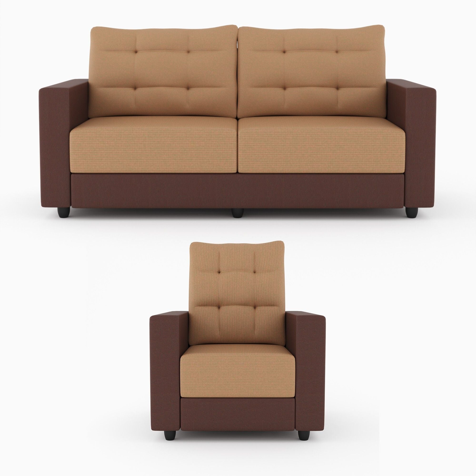 Cream Brown 3 + 1 + 1 Sofa by Westido