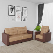 Cream Brown 3 + 1 + 1 Sofa by Westido