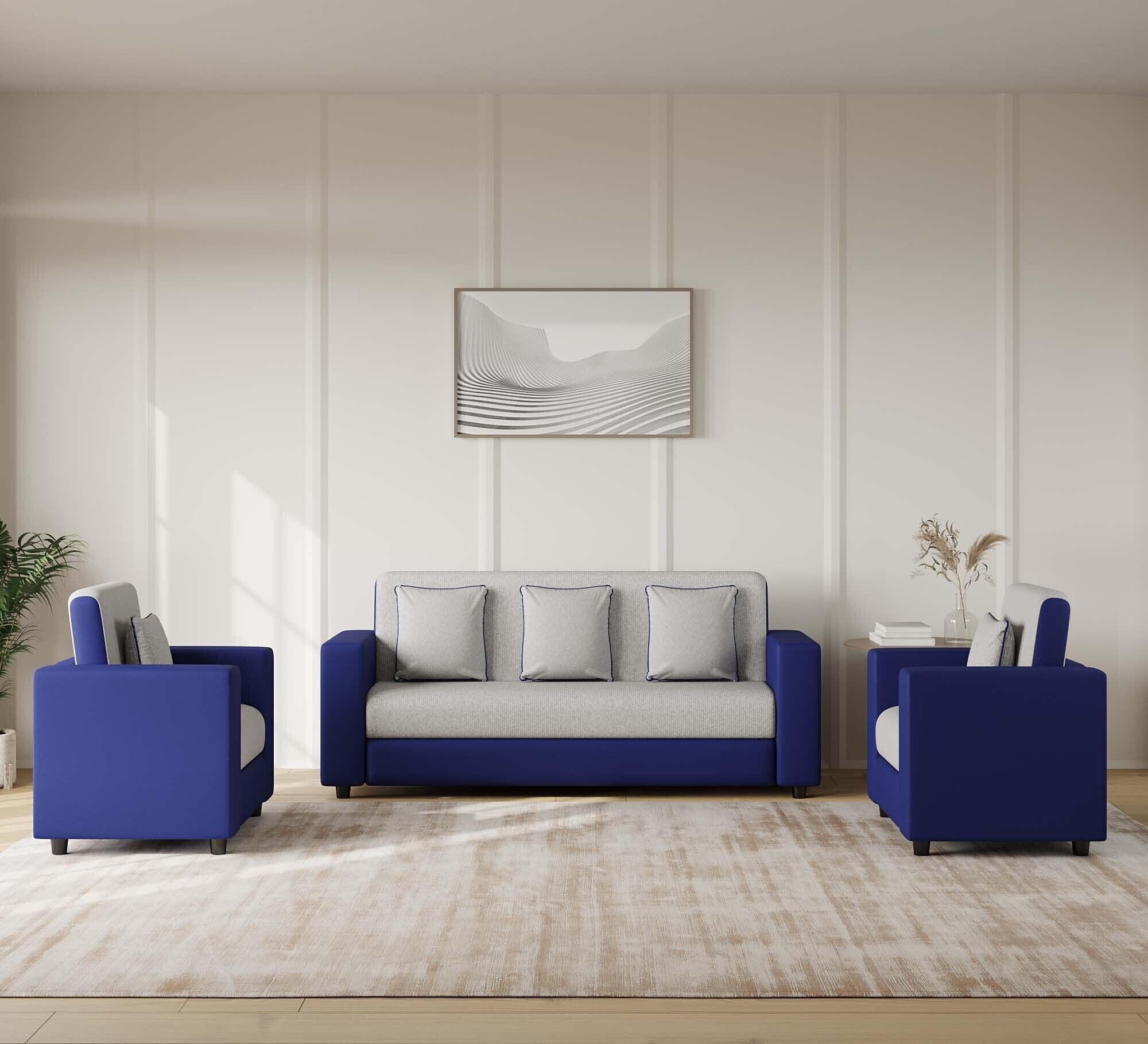 RECLINEX INDIA Premium Cream Brown 3 + 1 + 1 Sofa Set