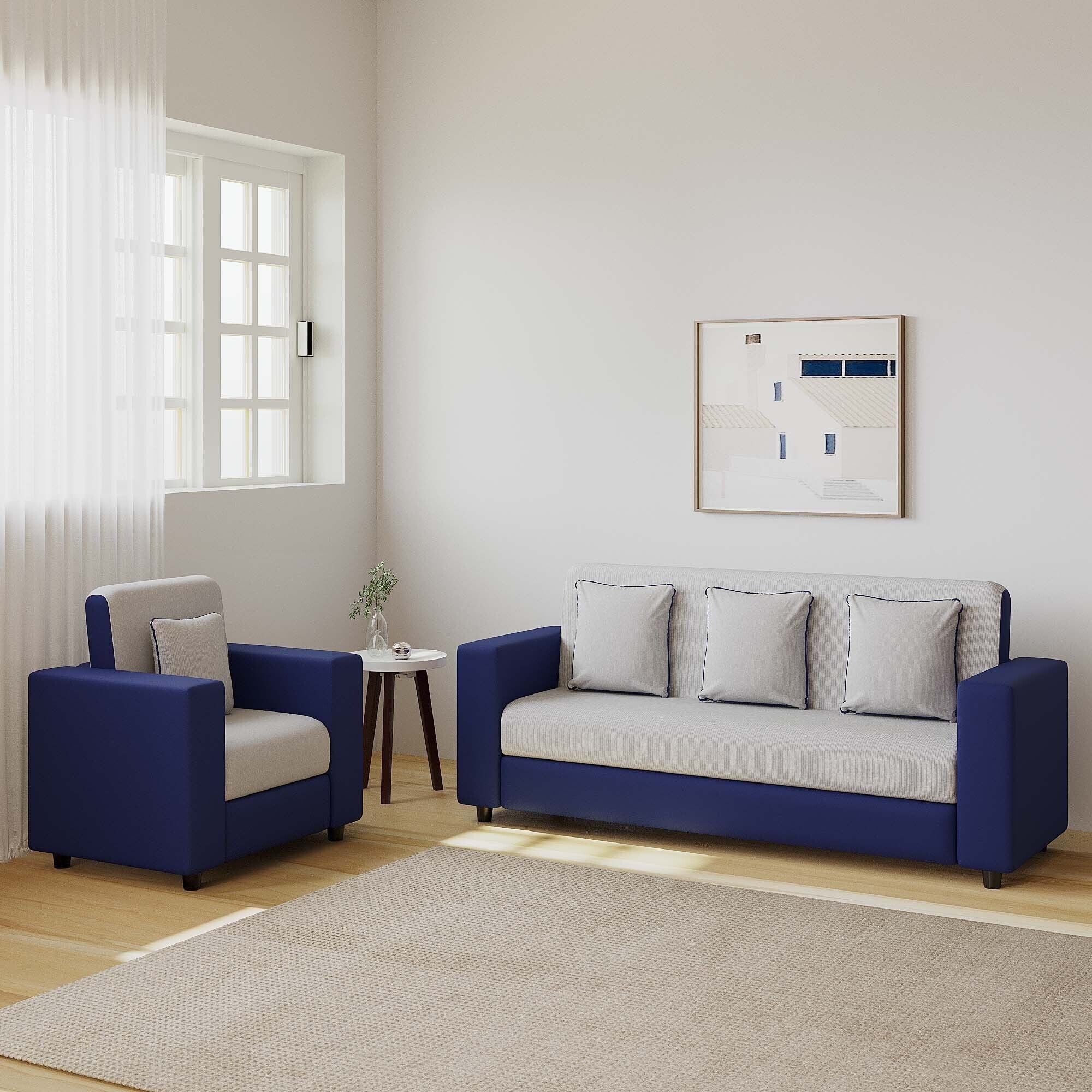 RECLINEX INDIA Luxury 3 + 1 + 1 Sofa in Cream Brown Shade