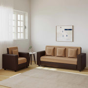 RECLINEX INDIA Cream Brown 3 + 1 + 1 Living Room Sofa