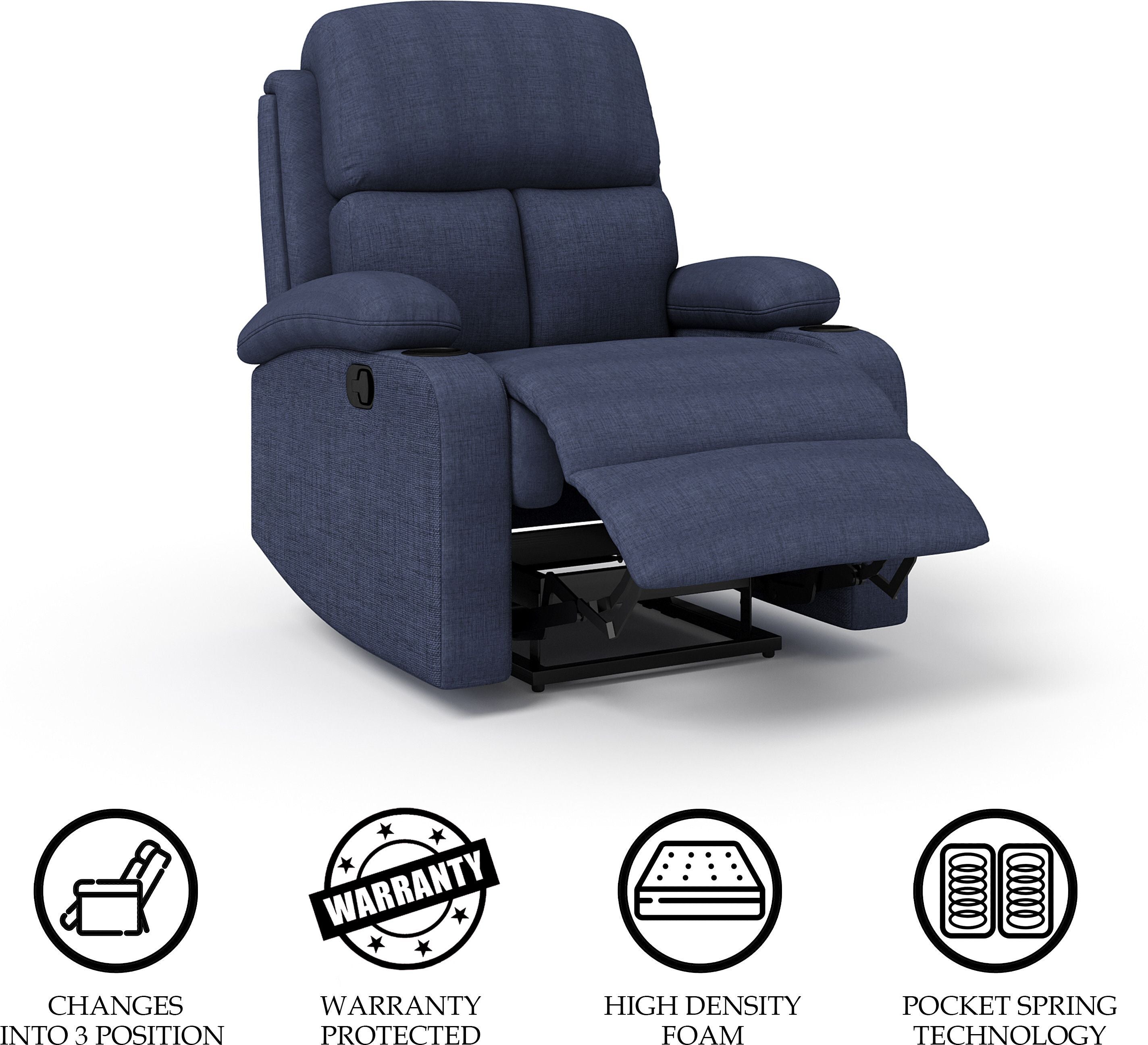 Fabric Manual Recliner (Finish Color - Dark Blue, DIY(Do-It-Yourself))