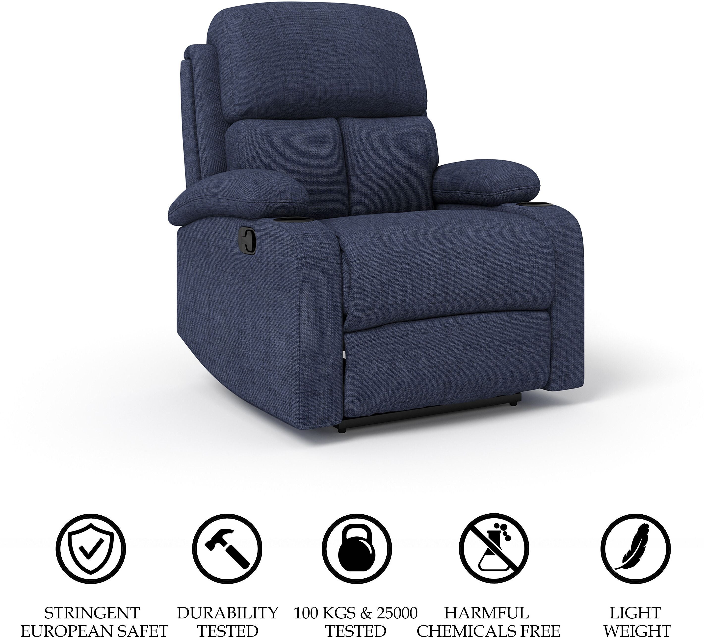 Fabric Manual Recliner (Finish Color - Dark Blue, DIY(Do-It-Yourself))