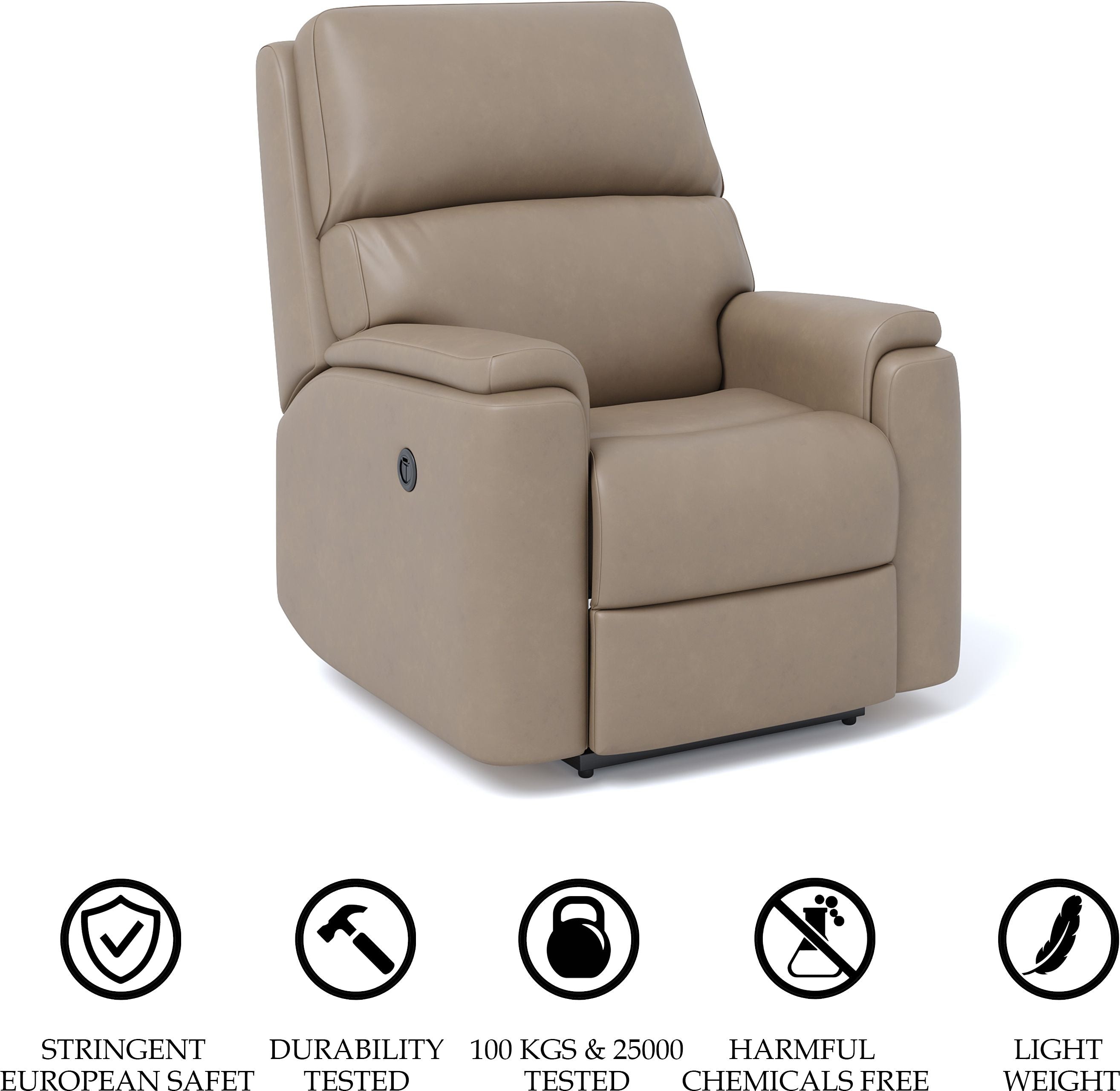 Leatherette Powered Recliner (Finish Color - Cream, DIY(Do-It-Yourself))