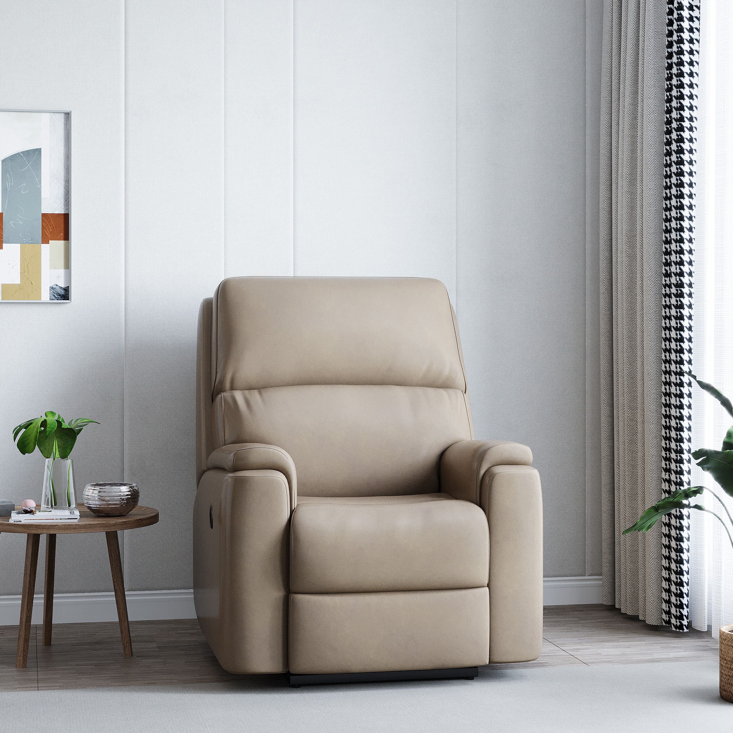 Leatherette Powered Recliner (Finish Color - Cream, DIY(Do-It-Yourself))