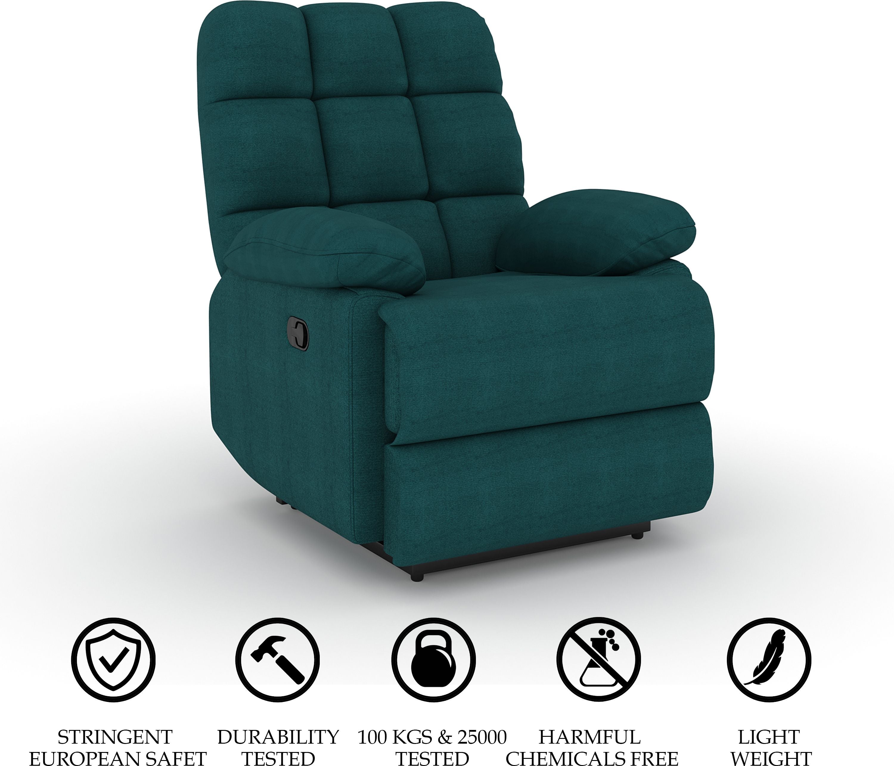 Fabric Manual Recliner (Finish Color - Green, DIY(Do-It-Yourself))
